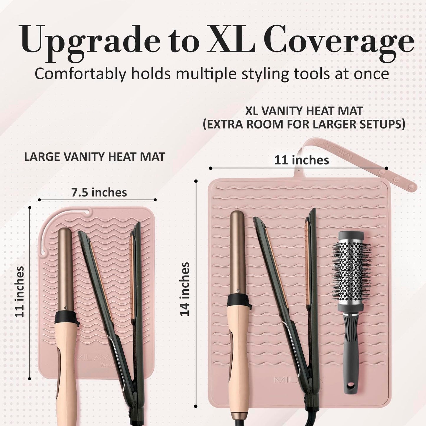 Milaya Beauty Extra Large Heat Resistant Mat for Hair Tools – Silicone Curling Iron Holder & Flat Iron Holder – Non-Slip Hot Tool Mat & Vanity Mat – Vanity Accessories for Women, Salon, Travel