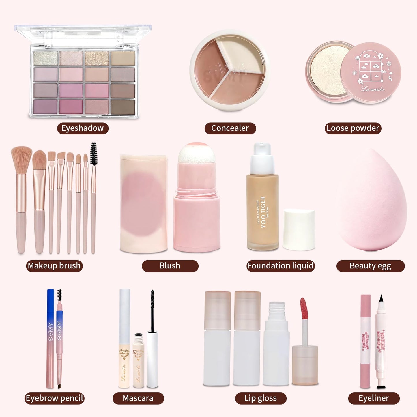 Makeup Kit for Women Full Kit Makeup Set for Teen Girls All In One Makeup Set Includes Foundation Eyeshadow Palette Lipgloss Eyeliner Stick Cosmetic Brush Set