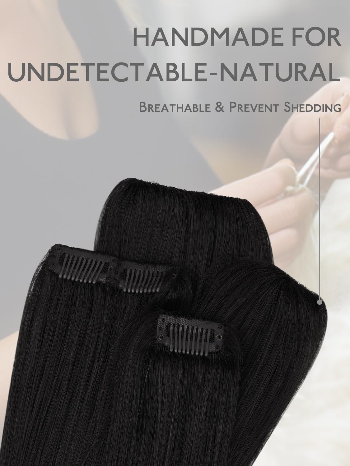 WENNALIFE Scalp Hair Fill-ins Clip in Hair Extensions Real Human Hair 14 inch 2pcs 10g Jet Black Hair Extensions Clip Ins Invisible Scalp & Part Line Coverage Remy Hair Extensiones De Cabello Humano