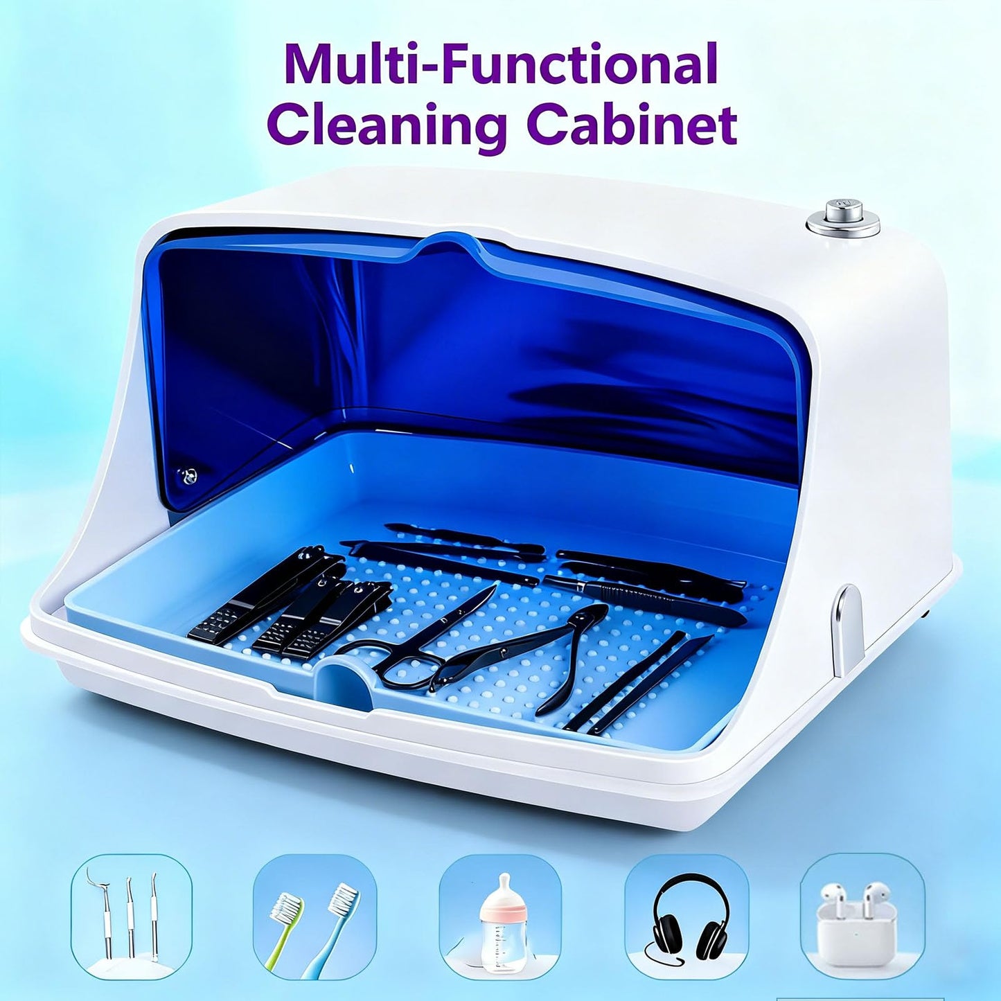 ALLGLAM Large Capacity Nail Art Tool Sterilizer Box for Salon & Home Use - Professional Sterilizer Organizer for Manicure, Esthetician, Tattoo & Dental Accessories