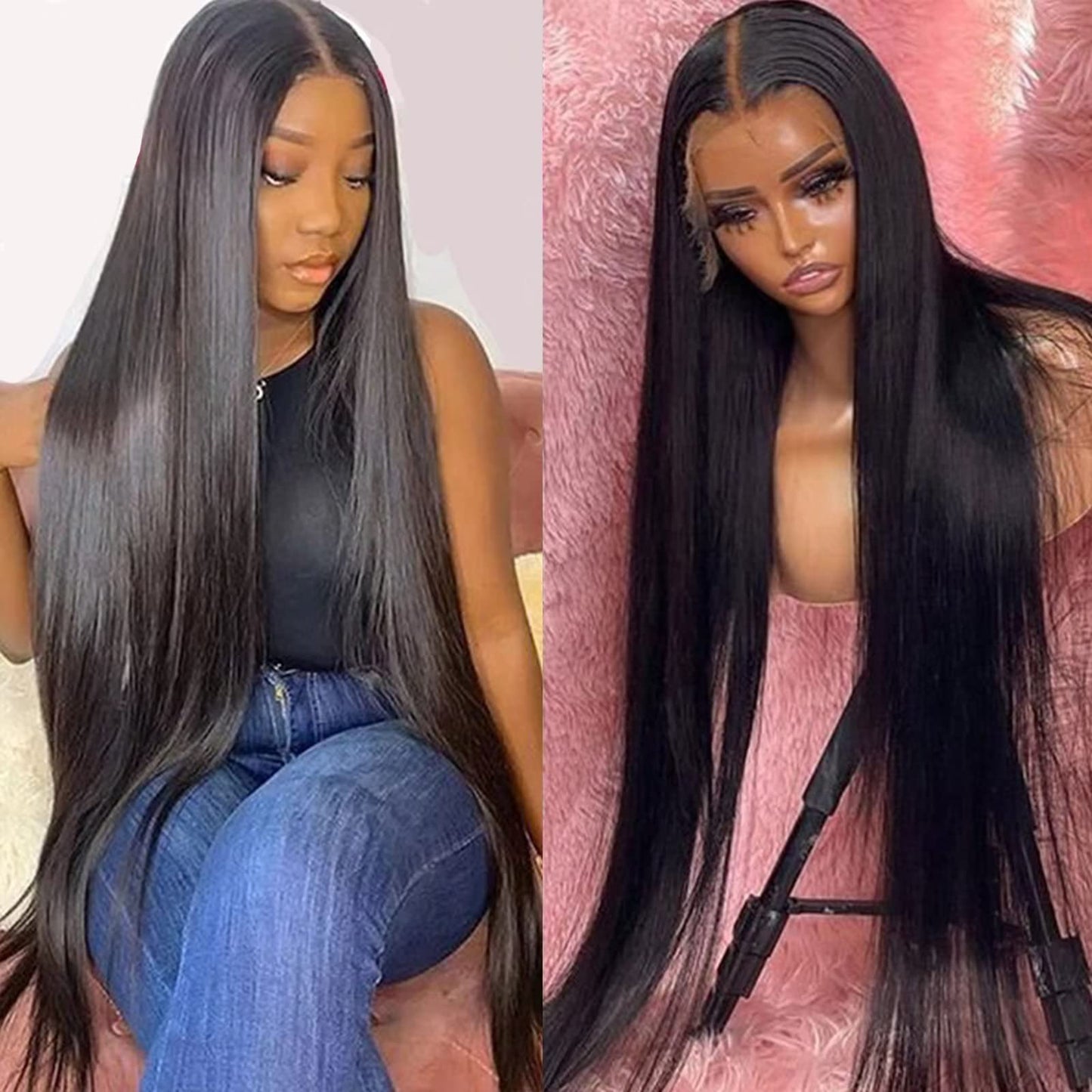Lemoda Full 13x6 SKINLIKE Real HD Lace Wigs Straight Virgin Human Hair 20inch 200% Density 13x6 Full Lace Frontal Wigs Invisible 0.1mm Ultra-thin Frayed Ends Lace Front Wig Pre Plucked Tiny Knots