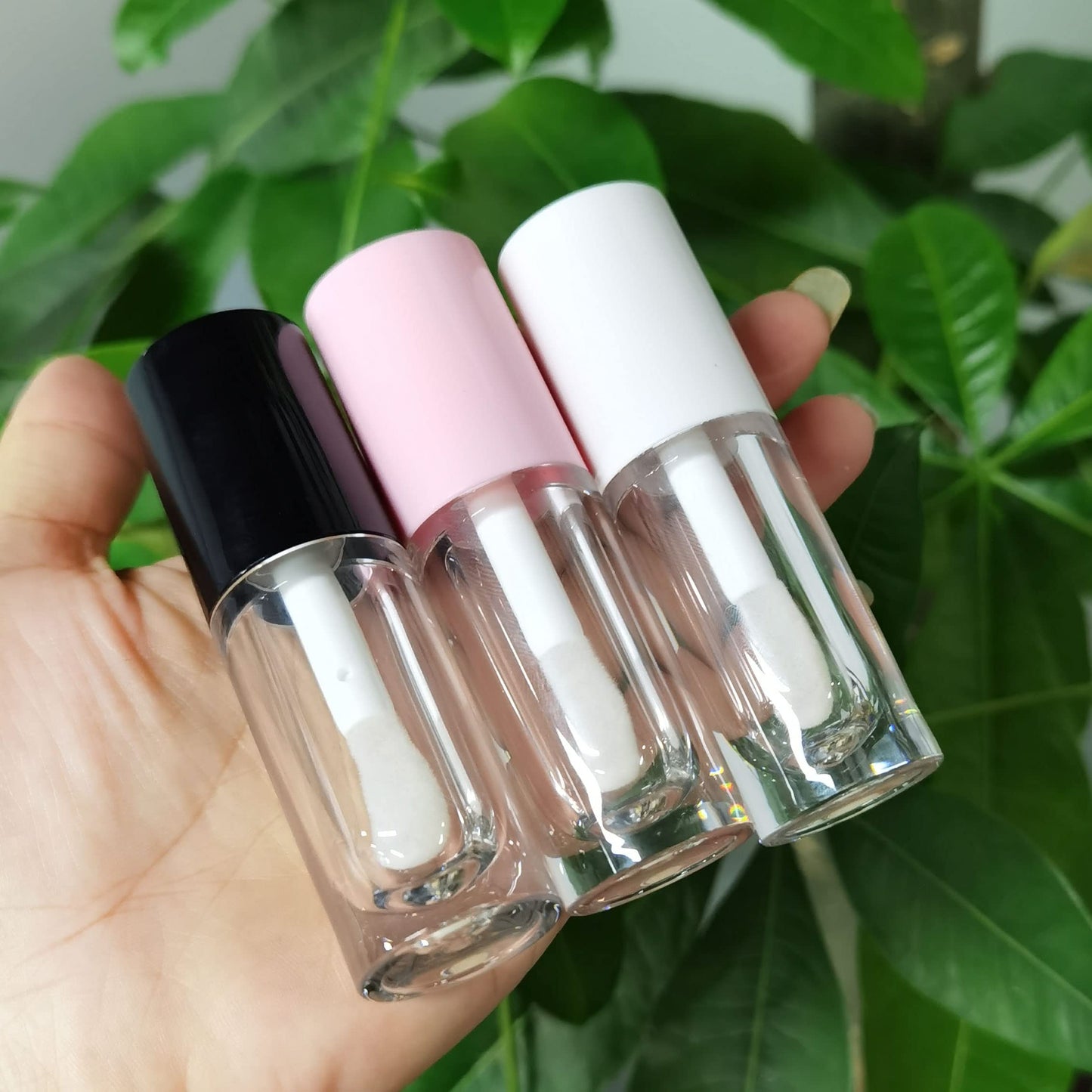 COSIDEA 50pcs Empty Pink 6ml big doe foot wand lip gloss tubes Round Chunky lipgloss tubes containers wholesale with thick large wand