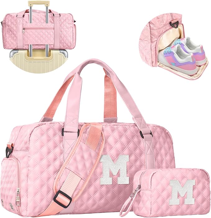 Personalized Duffle Bag Women Girls Gift: Letter Carry on bags, Dance Cheer bag Sports for Girl, Kid Gymnastics Bags, Birthday Gifts for Women Kids Teens Mom Friends