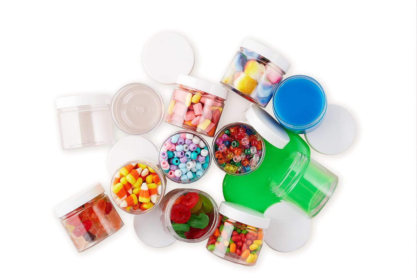 Healthy Packers® Small Plastic Jars with Lids 4 oz, 12-Pack - Clear Plastic Jars with Screw-On Tops for Slime, Crafts, Body Butter, Sugar Scrubs, Cosmetic Storage, Small Containers with Lids (White)