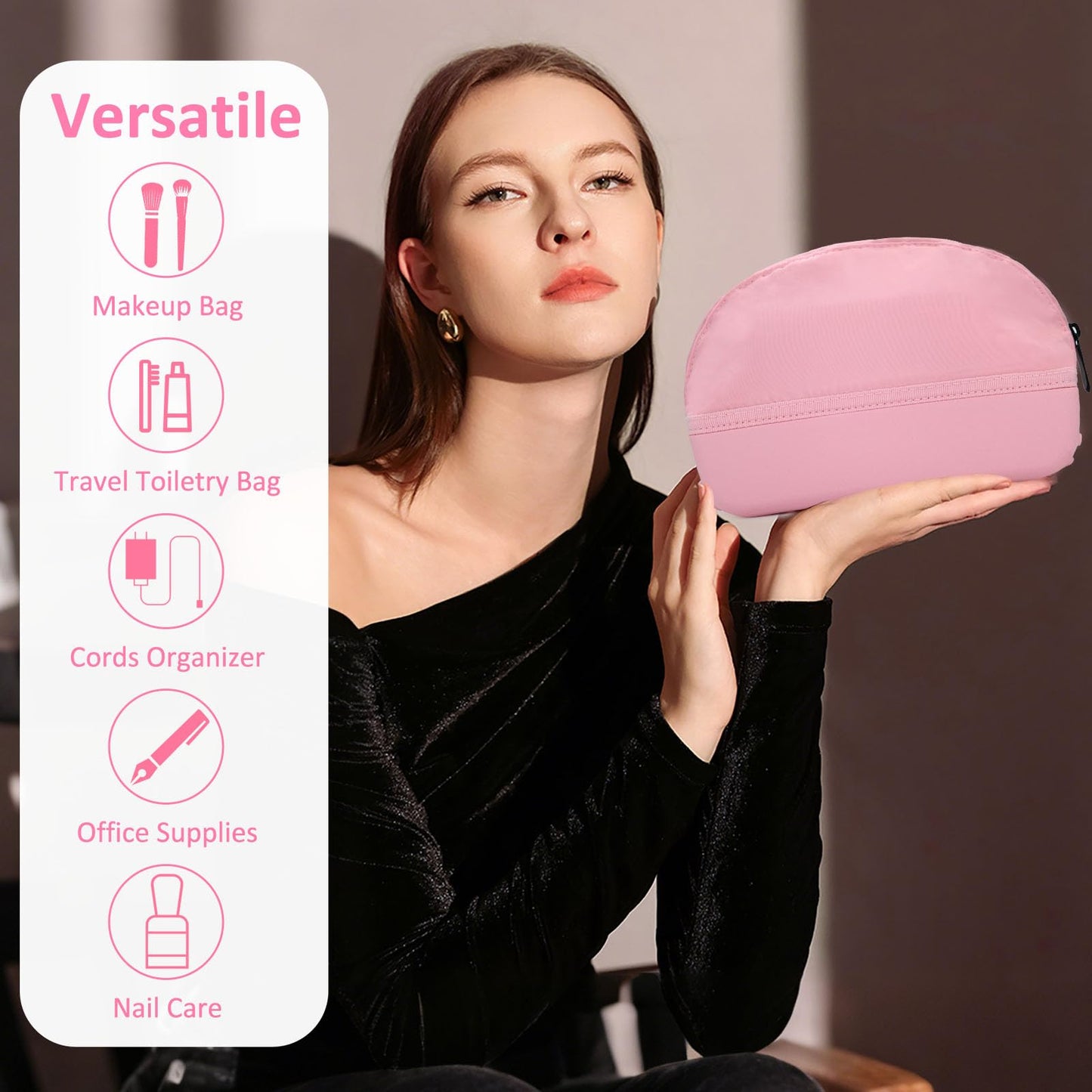 Juyeesm Cosmetic Makeup Bag for Bogg Bag, 8.7 x 6 x 2.8in Waterproof, Daily & Travel Beauty Organizer Case (Black and White)