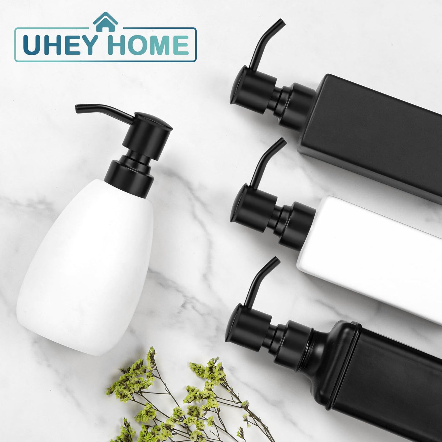 2 Pack Black 304 Stainless Steel Soap Dispenser Pump Replacement Standard 28/400 Thread for Regular Mouth Bottles Lotion Soap Dispenser for Kitchen Bathroom