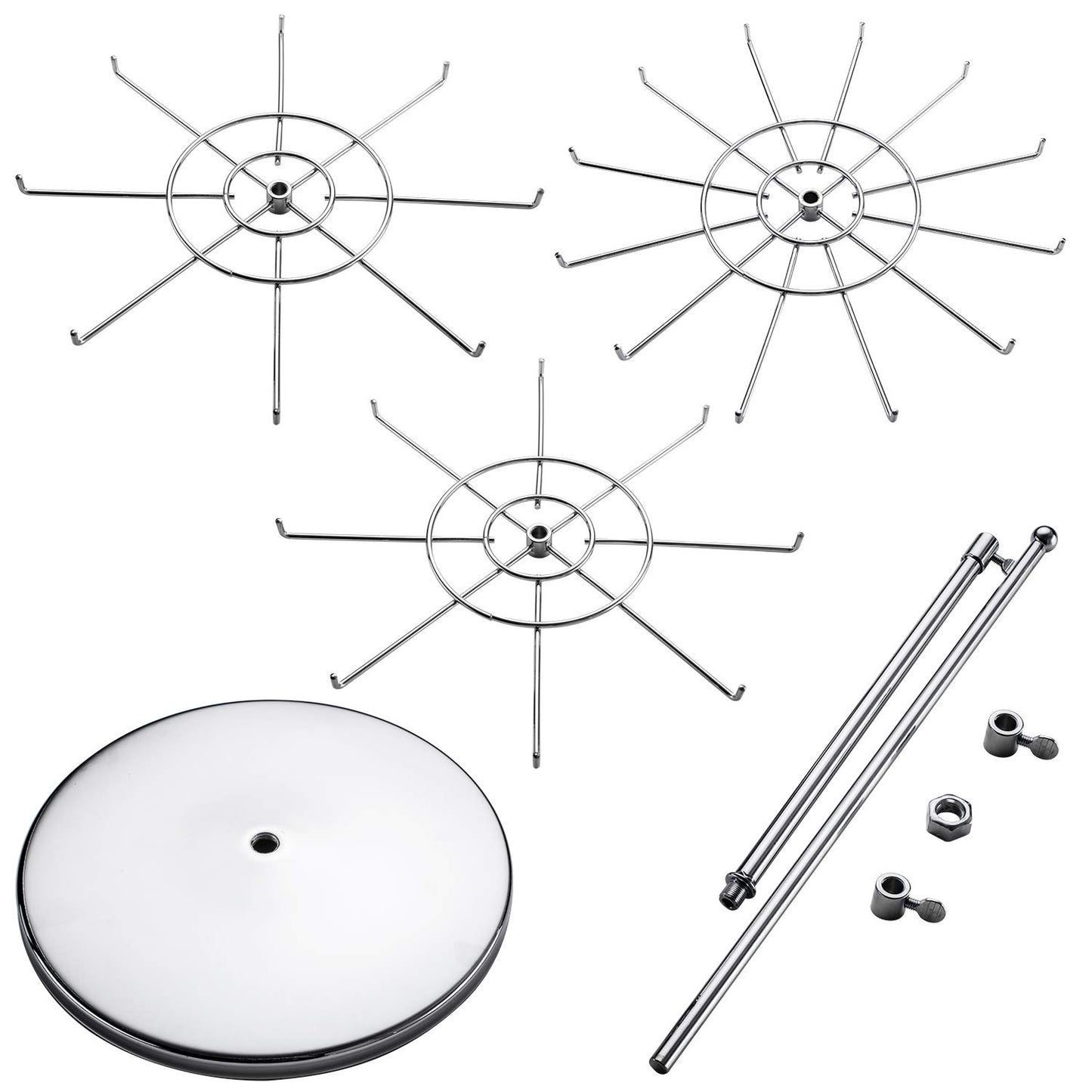 Polmart Heavy Duty Dual Heights (Stand & Tiers) Adjustable Countertop Spinner Display Stand (Silver, 3-Tier)