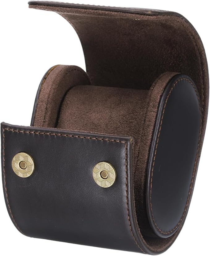 HARFINGTON Watch Roll Travel Case Single Slot Portable Leather Watch Case for Men and Women, Watches Storage Organizer with Removable Pillows for Traveling, Display, Home Storage, Light Brown