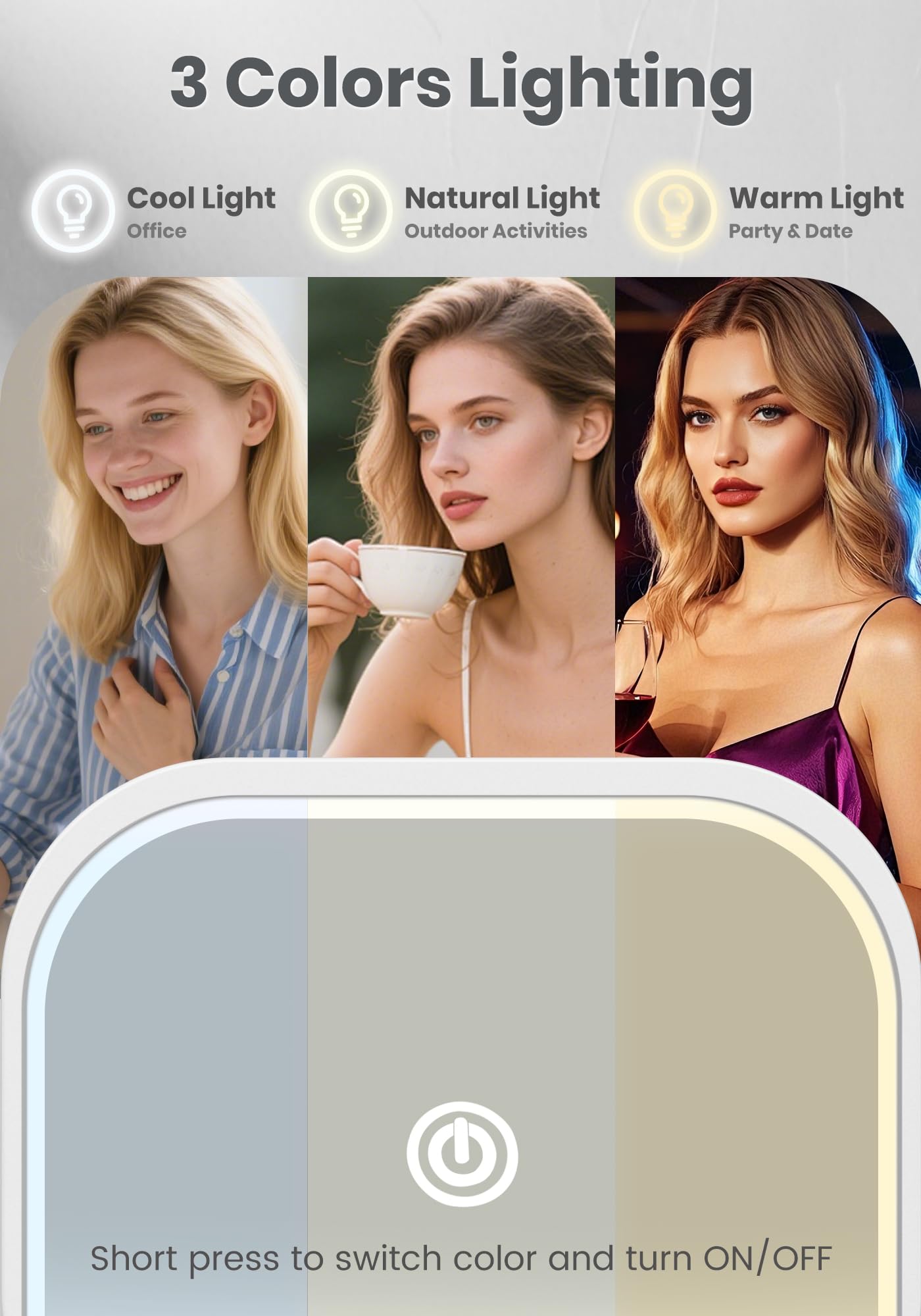 SisKokoro Magnifying Mirror with Light, Rechargeable 40X Compact Mirror with 3 Lighting Modes & Dimmable Brightness, Portable Travel Makeup Mirror with Light, Essentials for Travel, Pocket Purse White