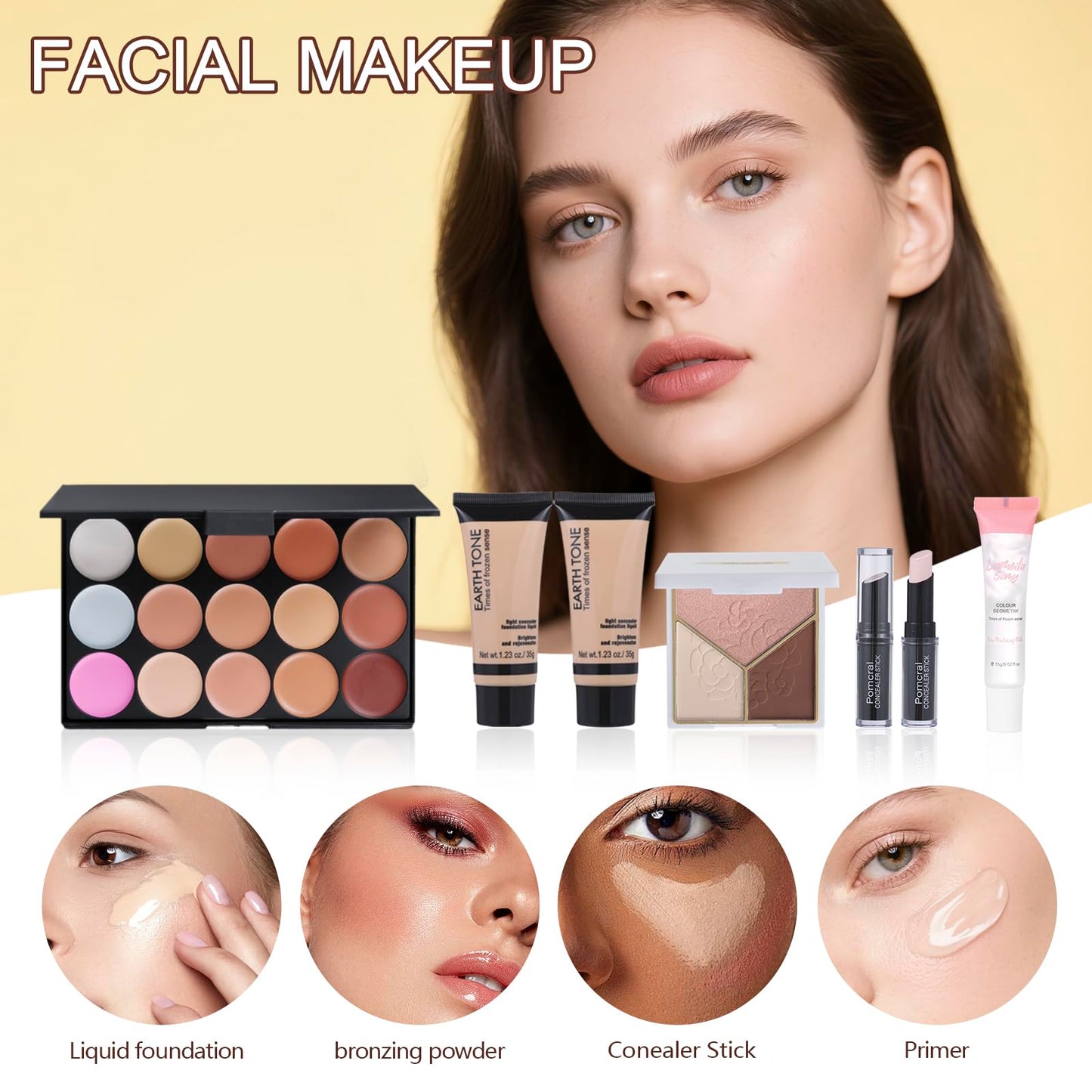 Makeup Kit For Women Girls, Makeup Set For Teens beginners, Full Makeup Kit With Everything Carrying Bag, Eyeshadow Palette, Foundation, Concealer, Lipstick, Brushes (14 & 20 Color eyeshaow Kit)