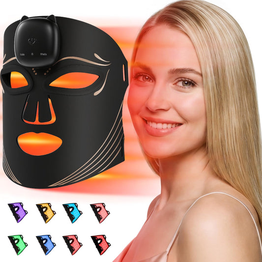 Gurtema Red Light Therapy Mask for Face – 8 Light Modes with 850nm NIR, Red & Blue LED Light Therapy etc., 1000mAh Rechargeable LED Face Mask for Radiant Glow at Home