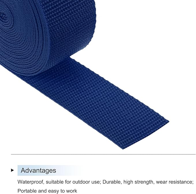 MECCANIXITY Lightweight Polypropylene Webbing Strap 1 1/2" 5 Yard Backpack Strapping Band Navy Blue for Outdoor Luggage Cargo Straps