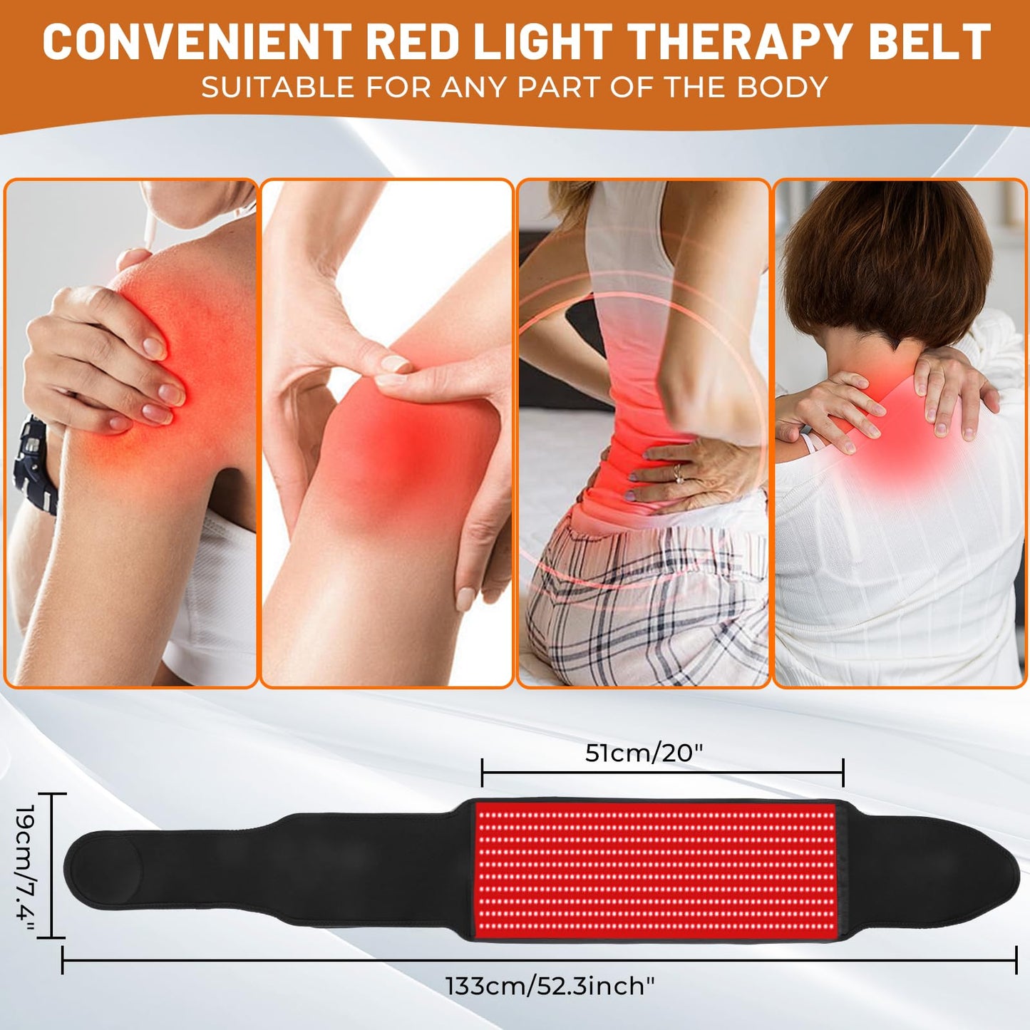 Red Light Therapy for Body, Infrared Light Therapy for Shoulder Waist Muscle, Upgraded 3 in 1 Led Beads, 660nm Red Light & 850nm Near Infrared Light Therapy Belt
