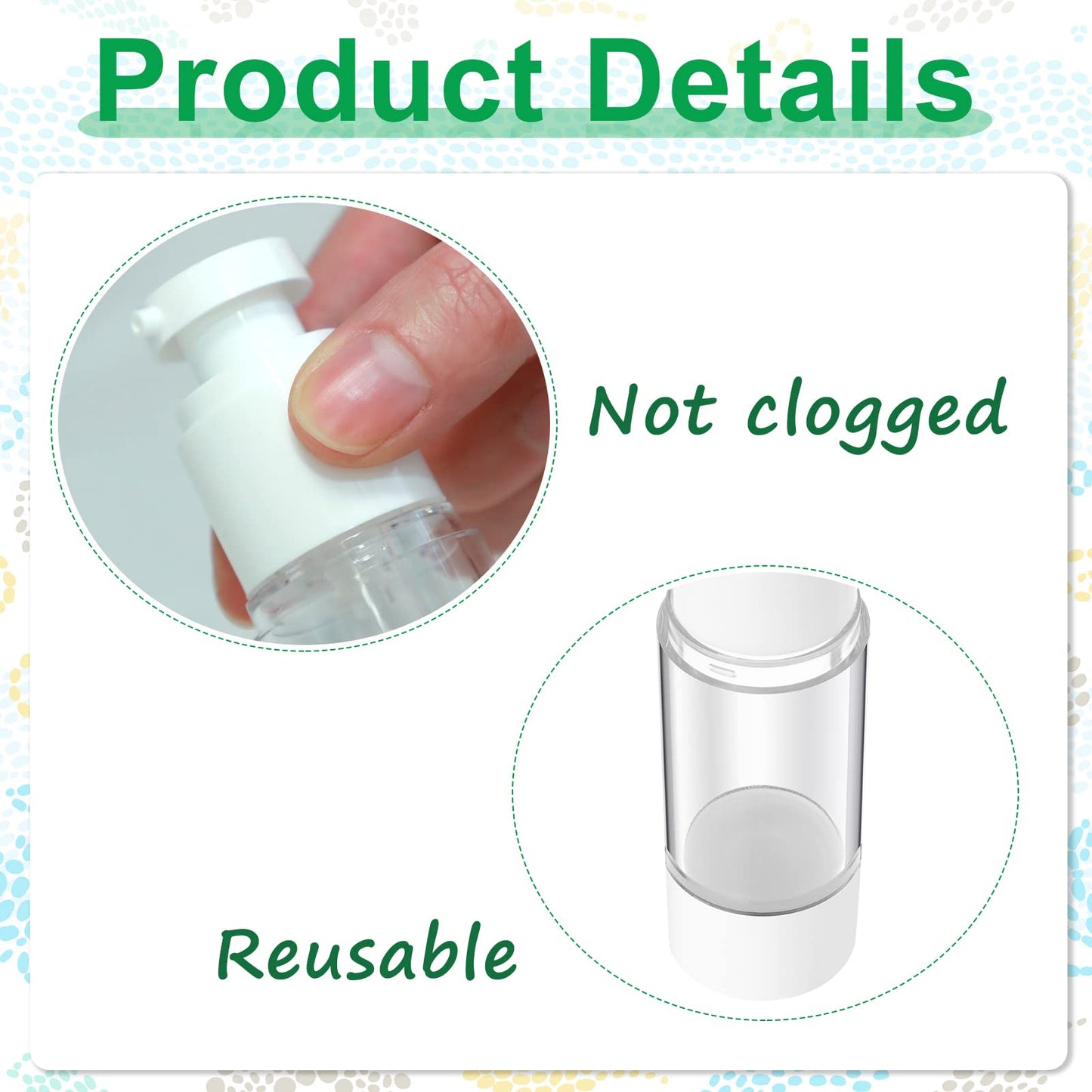 Sabary 60 Pcs Clear Airless Pump Bottles Refillable Cosmetic Travel Size Dispenser Vacuum Plastic Travel Bottles Empty Lotion Pump Dispenser Liquid Toiletry Container(1.7 oz)