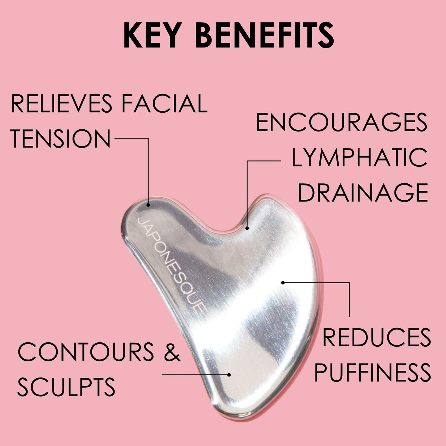 JAPONESQUE SKINTherapy Contouring Facial Tool V Roller for Lymphatic Drainage, Facial Massage, Relieves Tension and Improves Absorption of Skin Care Products