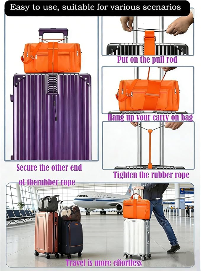Multi Use Strong Adjustable Luggage Connector Straps， Elastic Adjustable Luggage Strap, Multifunctional Elastic Luggage Strap with Buckle, Convenient to Carry, Easy to Travel (Colorful-3pcs)