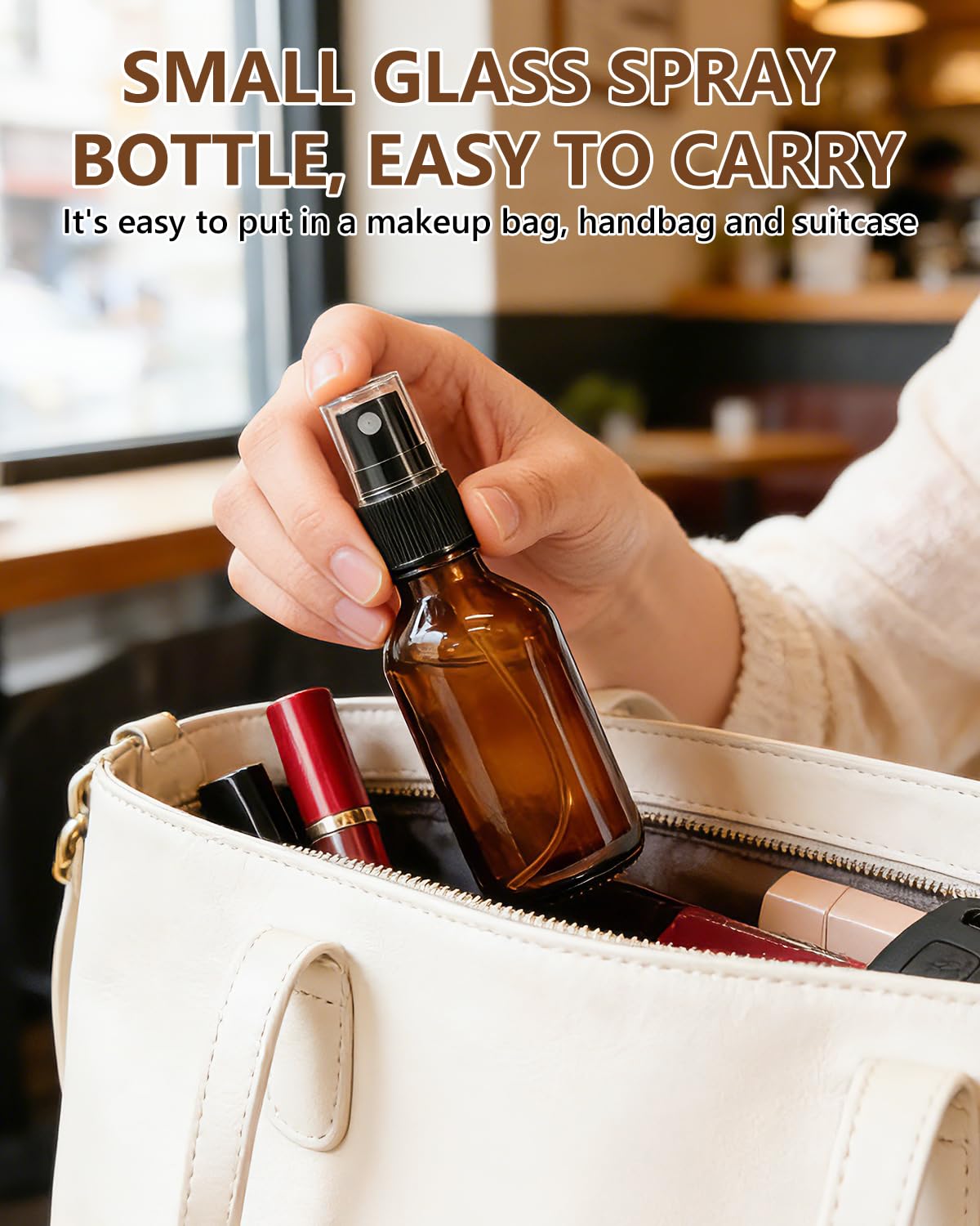 KEYWING 36 Pack Small Amber Glass Spray Bottles for Essential Oils, 2oz Empty Fine Mist Mini Spray Bottles, Refillable Containers for Hair, Travel, Plants, Cleaning, Skin Care