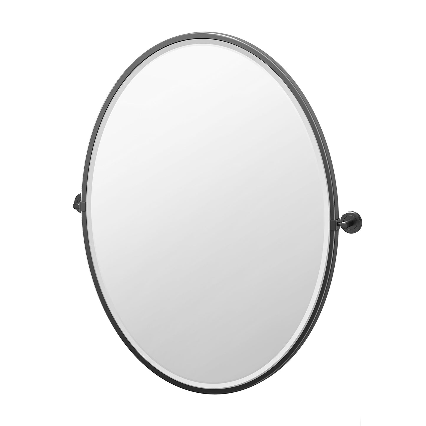 Gatco 4249XFLG Latitude II, Framed Oval Pivot Mirror, 33" H, Matte Black | Wall Mount Pivoting Beveled Bathroom Vanity Mirror