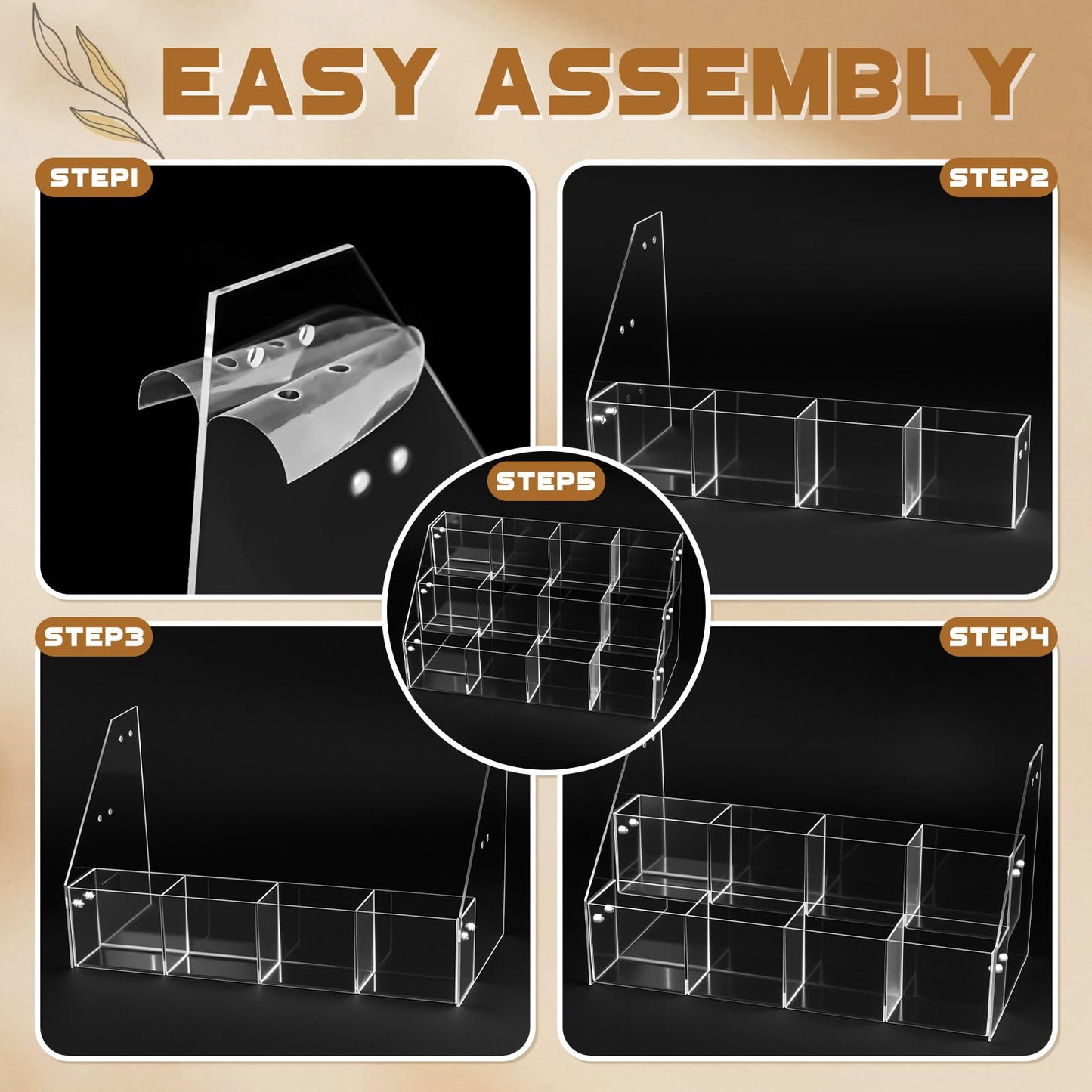 Yuntau 3 Tier Clear Acrylic Sticker Display Stand 12 Pockets Stamp Holder Organizer for 4'' Large Stickers Vendors Small Business Supplier Events, Trade Shows, Classroom