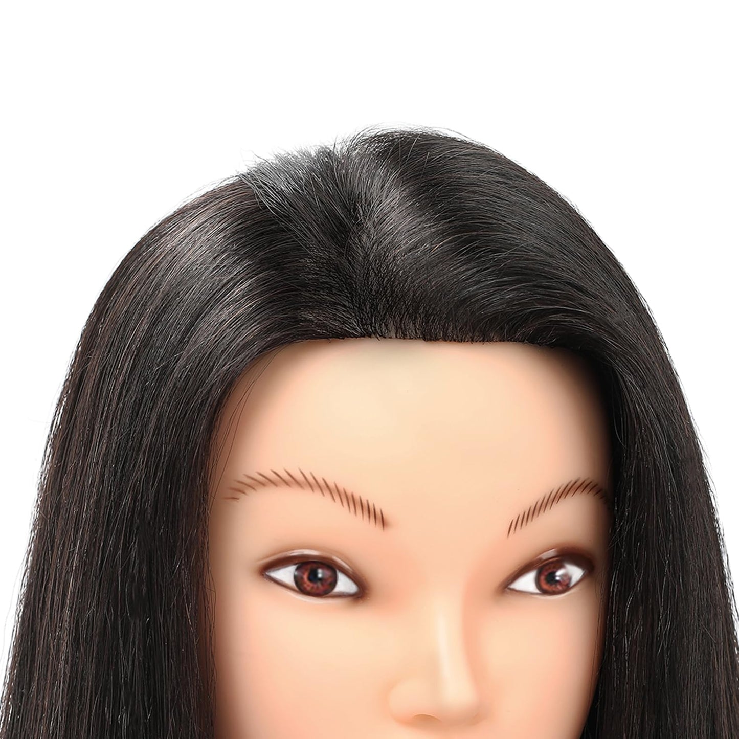 Armmu 20-22" 100% Human Hair Mannequin Head Hair Practice Training Head Cosmotology Doll Head for Hairdressers with Clamp- Natural Black