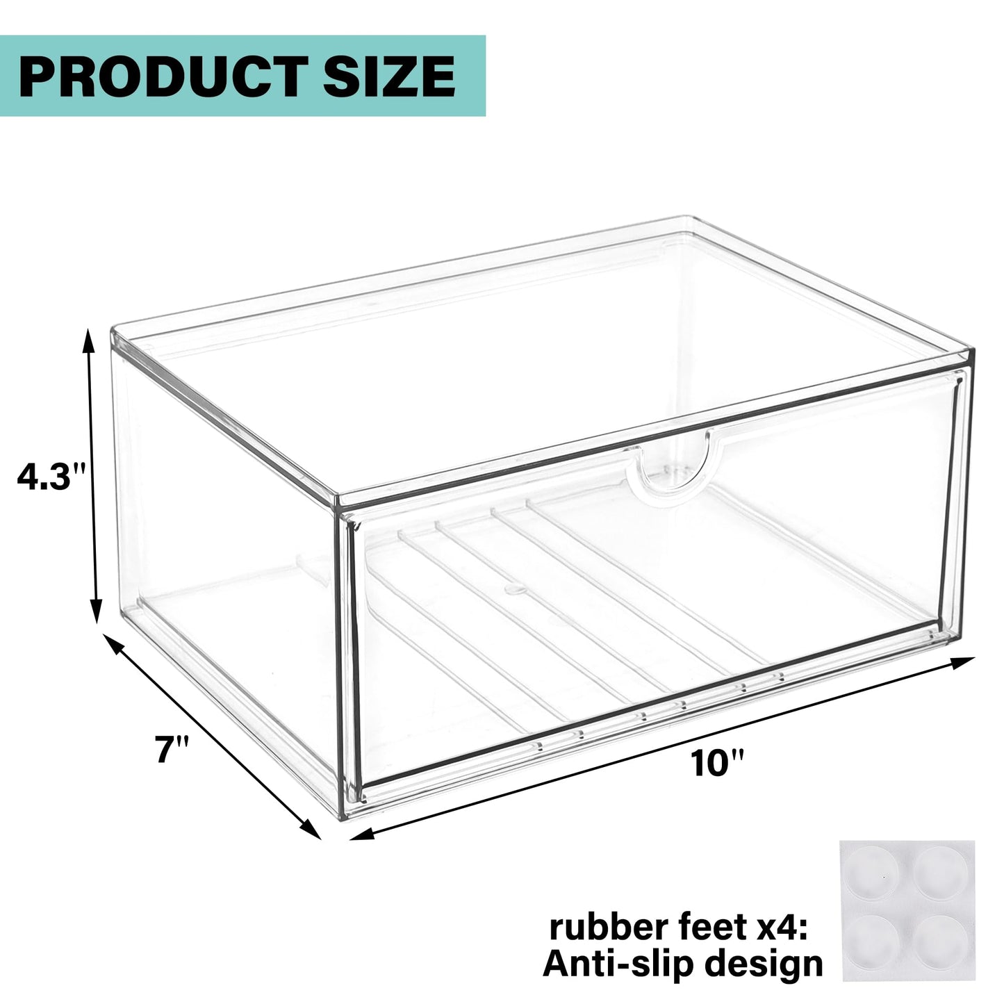 Prsildan Acrylic Makeup Organizer Stackable Clear Storage Drawers for Baby Bottles Desk Organizers for Countertop Vanity Nursery Adjustable Modular System for Cosmetics Jewelry