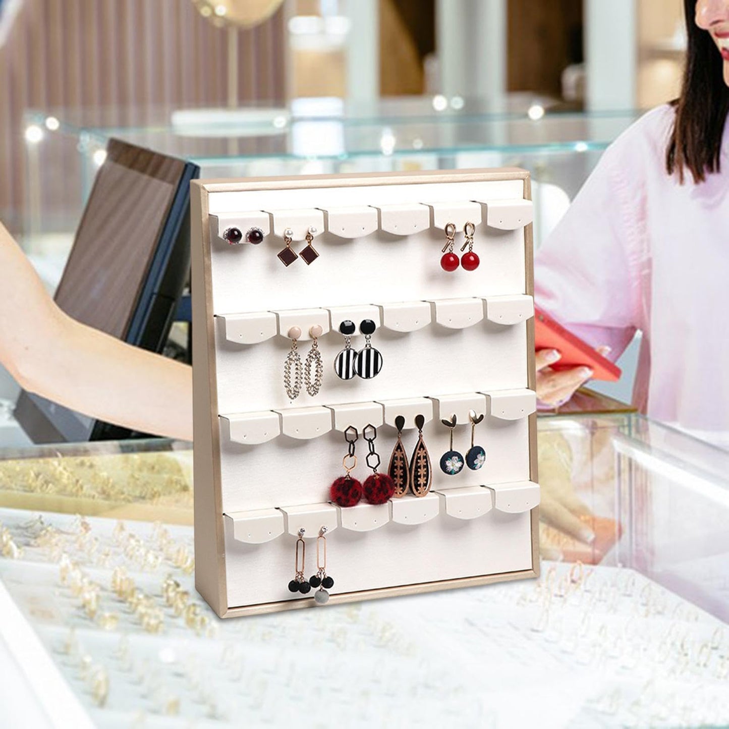 DYNWAVE Jewelry Organizer Jewelry Holder Tray Jewelry Rack Jewelry Stand for Showcase Dresser Vanity Table Shop Jewelry Store, Earring Holder