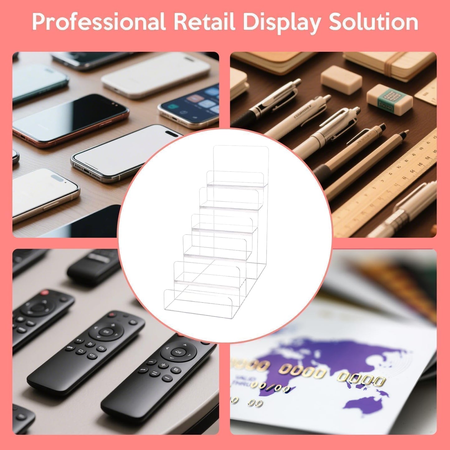 2 Pack Acrylic Purse Display Stand for Purses & Wallets,6-Tier Clear Jewelry Riser Purse Handbag Organizer Shelf,Perfume Stand Jewelry Riser Rack,Acrylic Shelf for Cosmetic Perfume Sunglasses Handbag