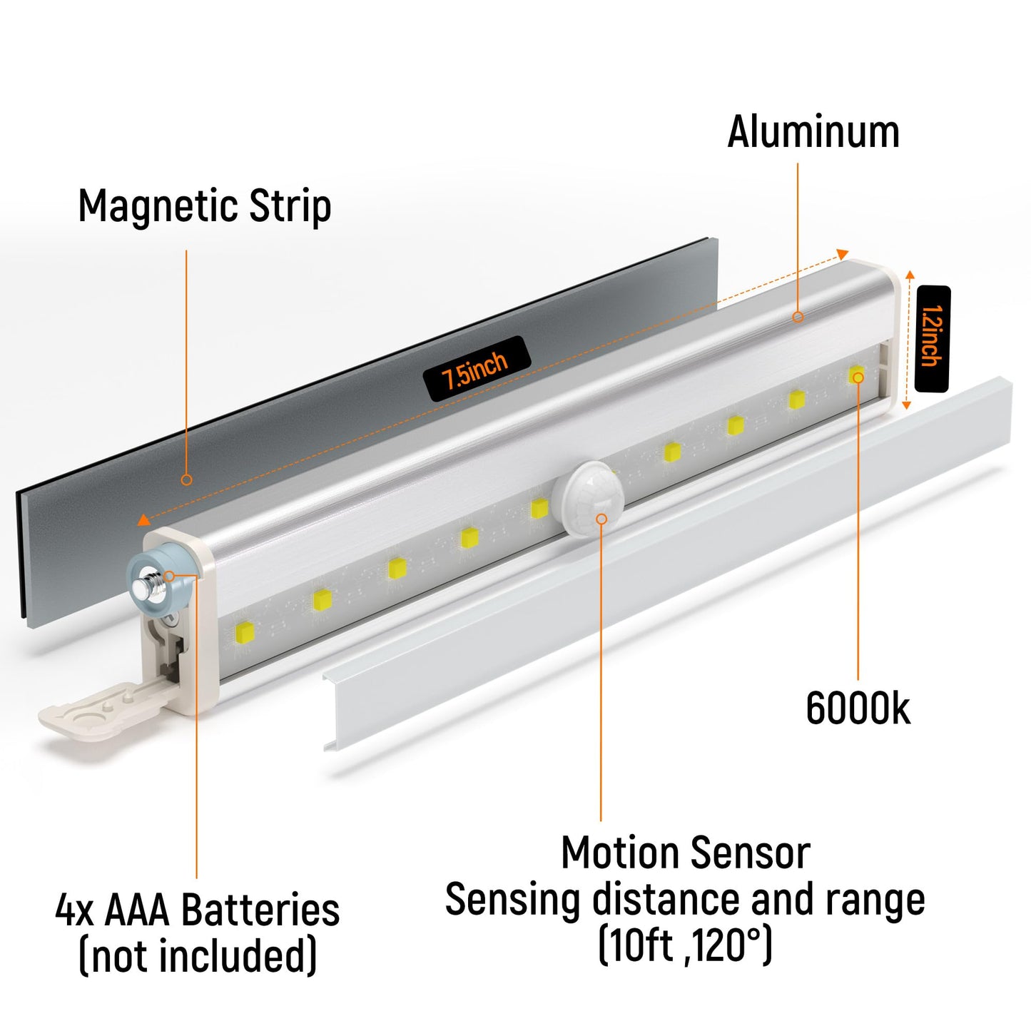 Molrebe Motion Sensor LED Lights, 6 Pack Battery Operated 10 LED Motion Closet Light, Stick-On Anywhere Magnetic Night Light Bar for Closet Under Cabinet Kitchen Hallway Stairway Vanity Wardrobe