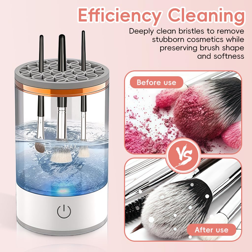3 In 1 Electric Makeup Brush Cleaner Machine,Automatic Makeup Brush Cleaner Electric,Cleaning Tool,Cosmetic Brushes Cleaners,For Deep Cleaning (White)