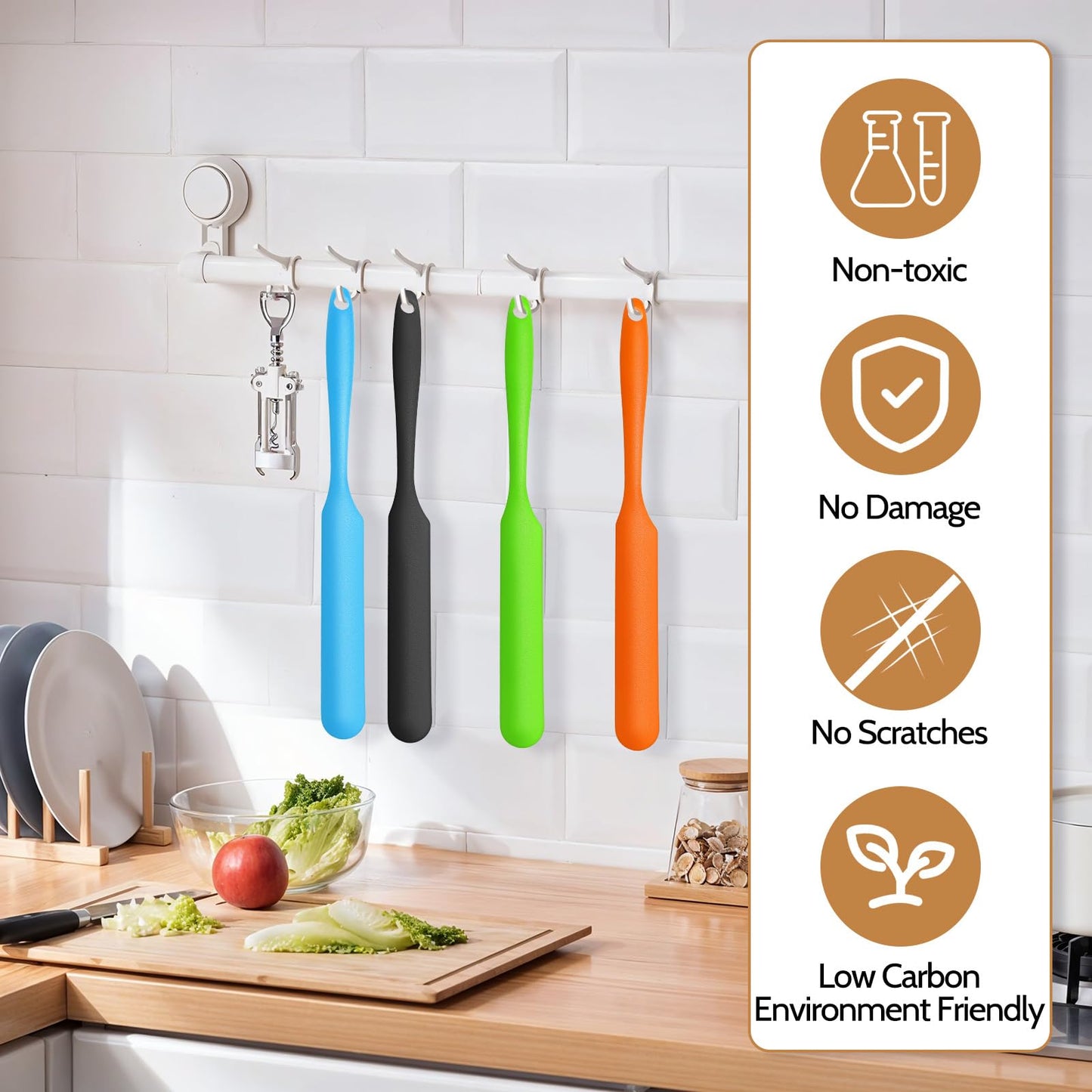 24Pcs Jar Spatula, Heat Resistant Silicone Scraper with Long Handle, Jam Spreader Silicone Spatulas, Kitchen Must Have Small Spatula for Scraping Kitchen Baking Mixing Cake Butter