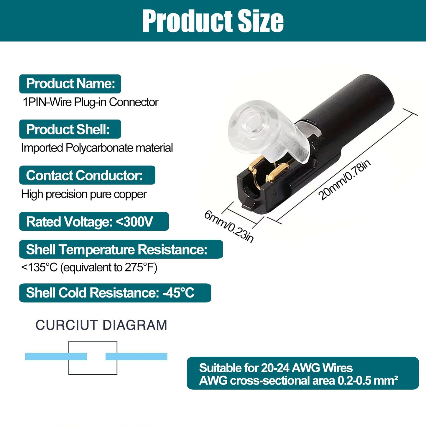 Yancincny 30pcs Pluggable LED Wire Connectors, 1-Pin 1-Way Universal Quick Splice Terminals, Single-Line Interlocking Detachable LED Connectors,Featuring Quick-Connect Terminals Suitable for AWG 20-24
