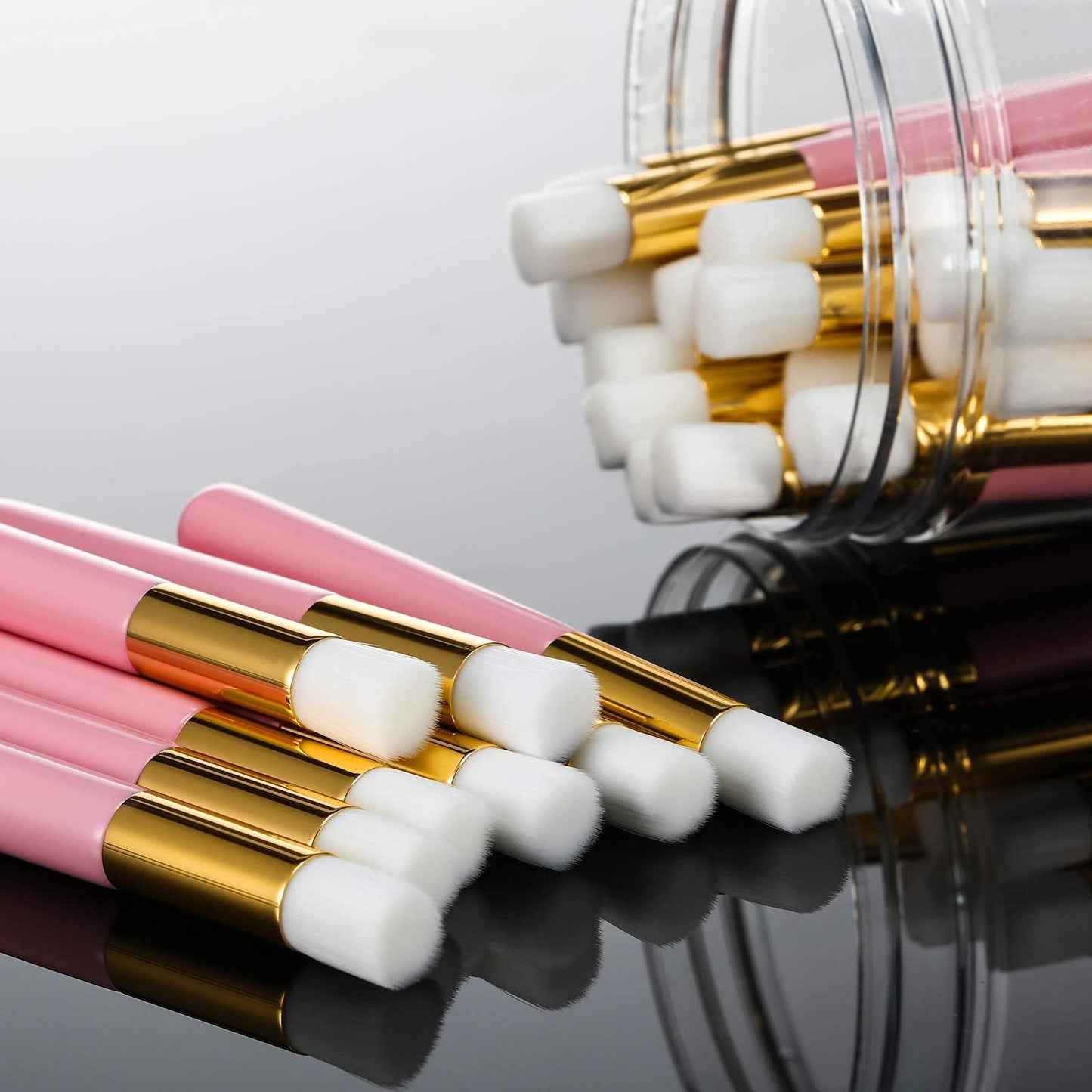 30 Pieces Lash Brushes for Cleaning Lash Shampoo Brushes for Eyelash with Container Blackhead Removing Nose Pore Deep Cleaning(4 Inch,Pink)