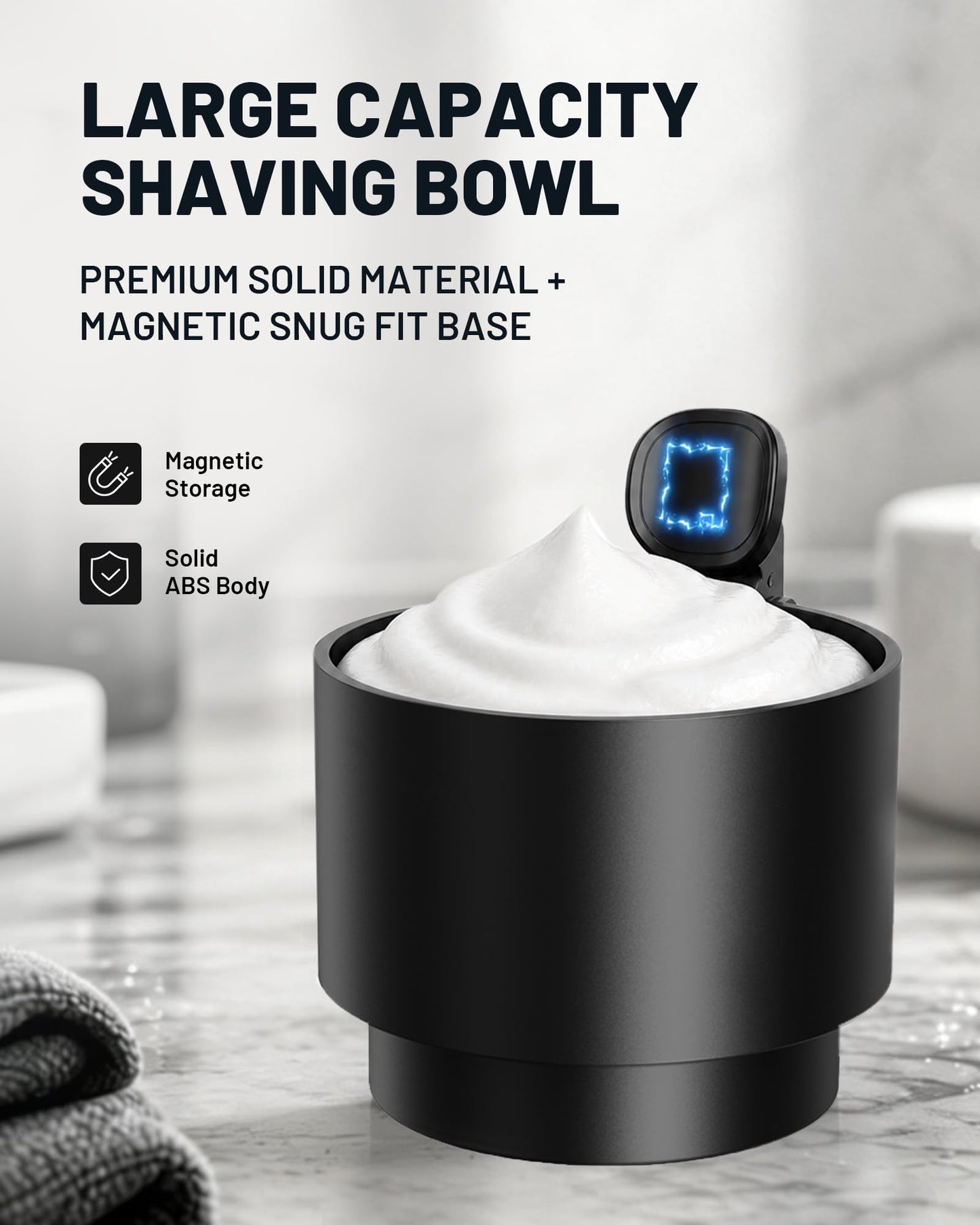 KAUGIC Electric Shaving Brush with Bowl, 2 Pack, Fast Spin-Drying, Synthetic Bristles,deep black