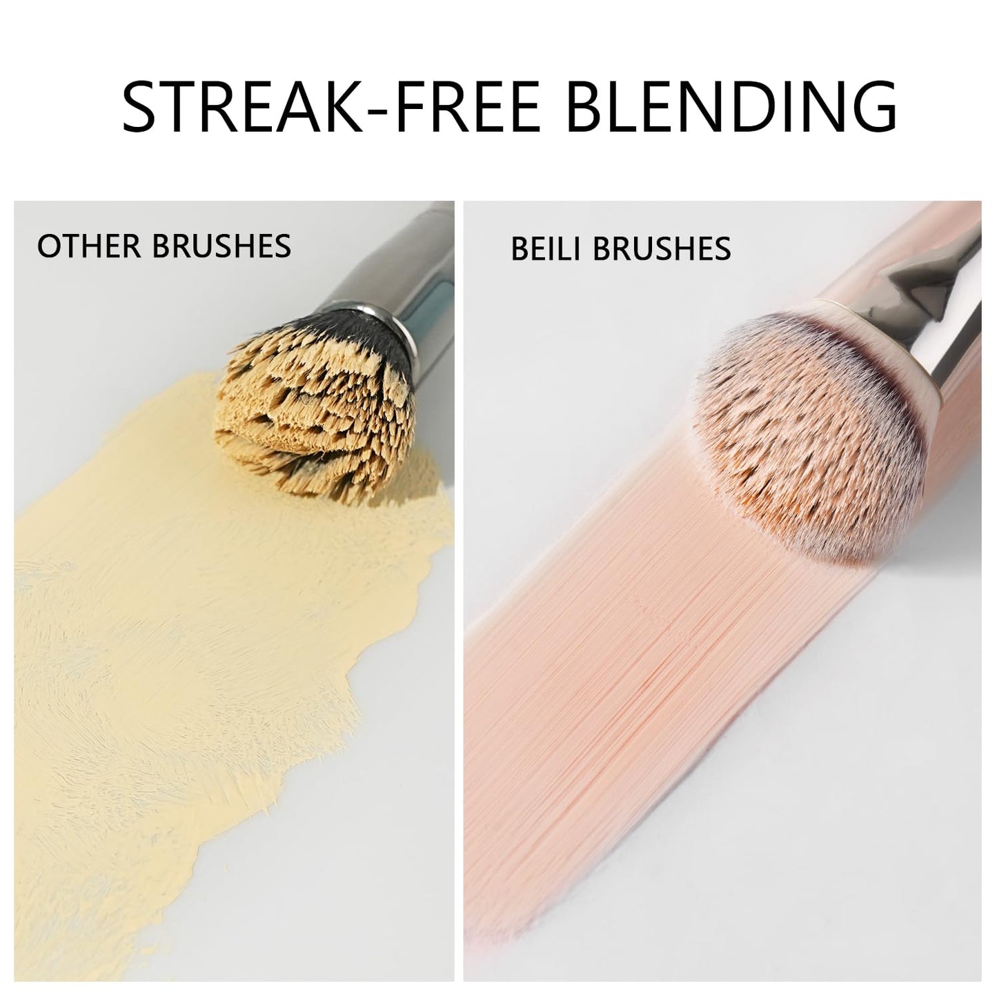 BEILI Makeup Brushes 15Pcs Professional Eyeshadow Brush Set Premium Synthetic Makeup Brushes for Liquid, Cream & Powder Eyeshadow