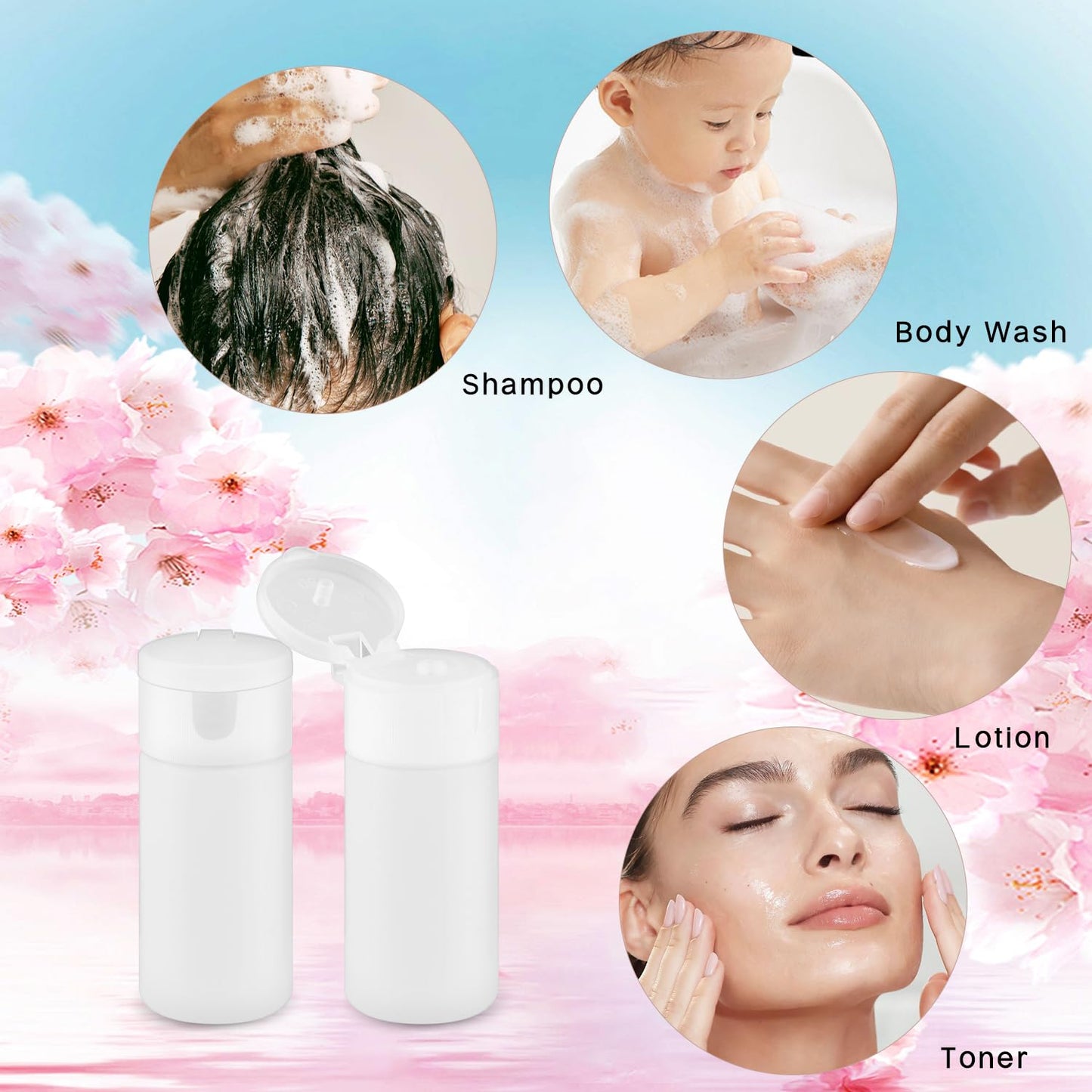 DynnnDy 20 Pack 30ml Refillable Squeeze Bottles Refillable Lotion Sample Tubes Mini Cosmetics Containers,Leak Proof Toiletries Dispenser for Shampoo,Conditioner,Creams