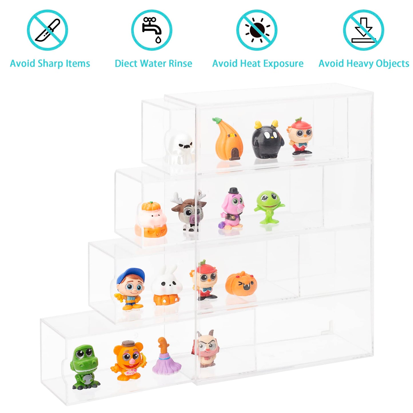 JOYMOMO Clear Display Case 4 Layer Mini Action Storage Box Cabinet Organizer for Mini Toys(Mini Toys are Not Included)