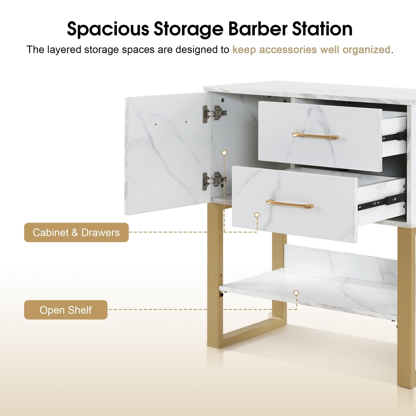 BarberPub Beauty Barber Station, Spa Wall Mount Storage Cabinet, Salon Equipment for Hair Stylist, Spa Beauty Makeup Organizer, 31.4"(L) x 16.5"(W) x 35.7"(H) 3185 (White)