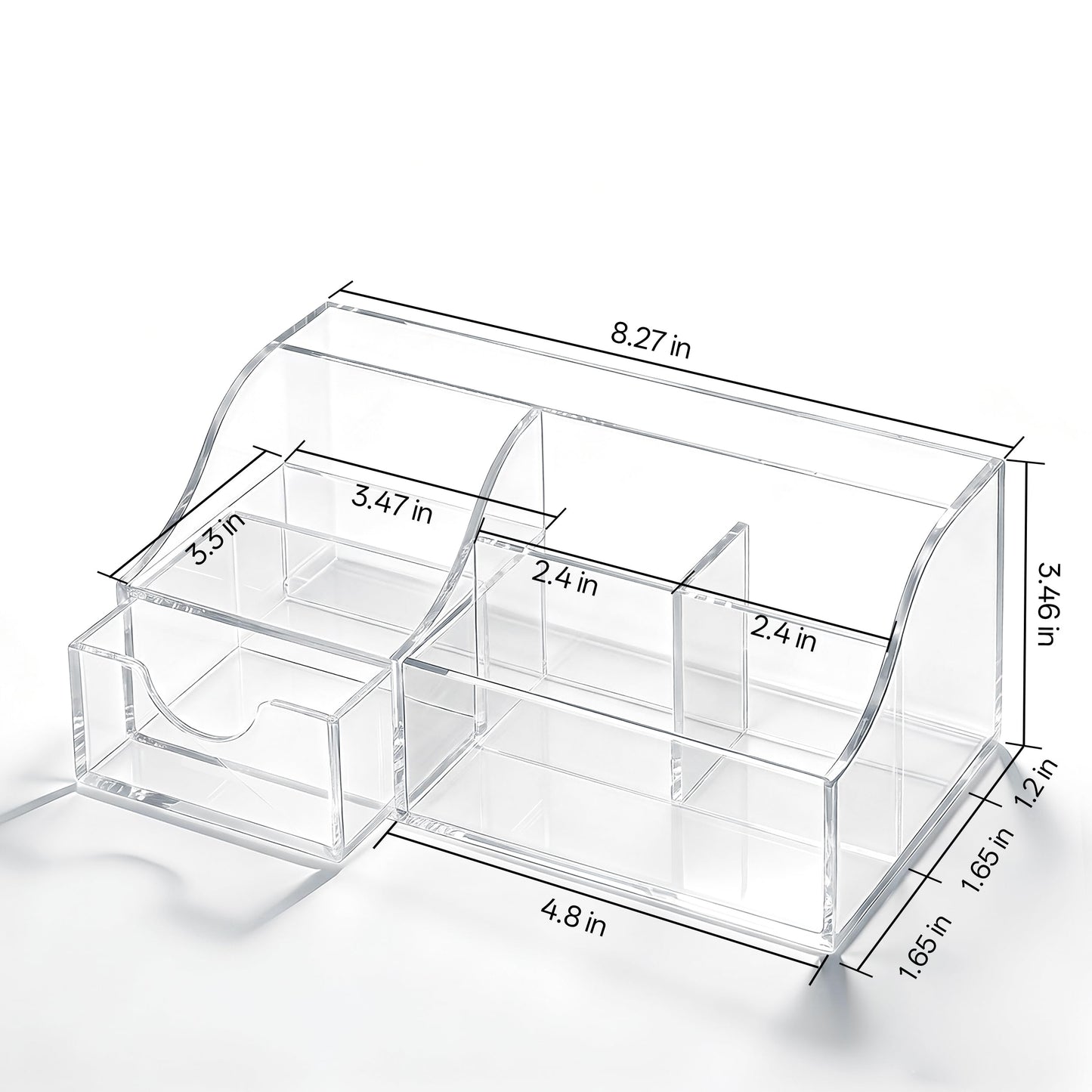 HBlife Makeup Organizer with Drawer – Cosmetic Storage for Vanity, Bathroom Countertop & Dresser, Skincare Organizer with Brush Holder, Beauty Display Case, Clear