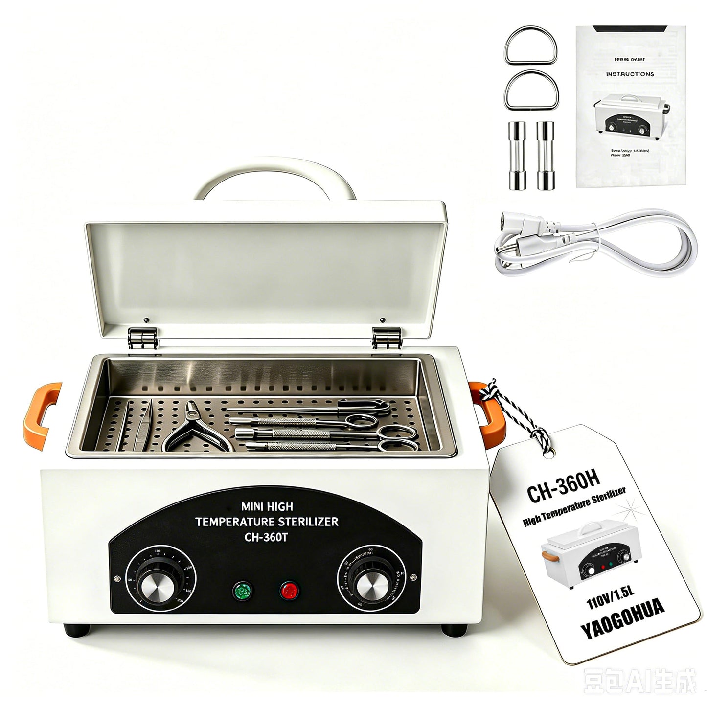 High Temperature Sterilizer Autoclave Machine, 110V 1.5L Metal Tool Cleaner Machine, 300W esterilizador de manicura, Nail Tool Sterilizer with Timer for Sundry Beauty Hair Nail Metal Tools