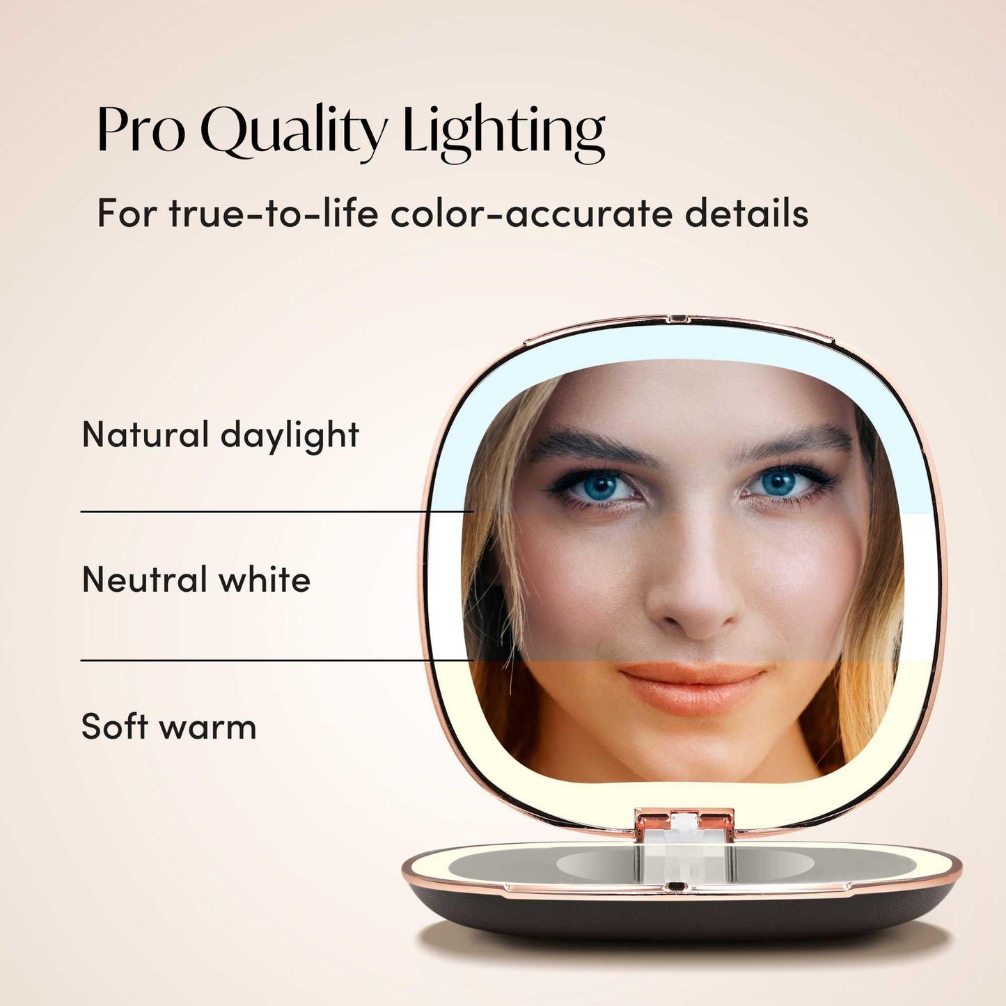 Fancii Mila 2 Compact Magnifying Makeup Mirror with LED Light, Rechargeable, 10x /1x Magnification, Tru-Glow Lighting System, Vegan Leather, Small Travel Mirror for Purses (Midnight Majesty)