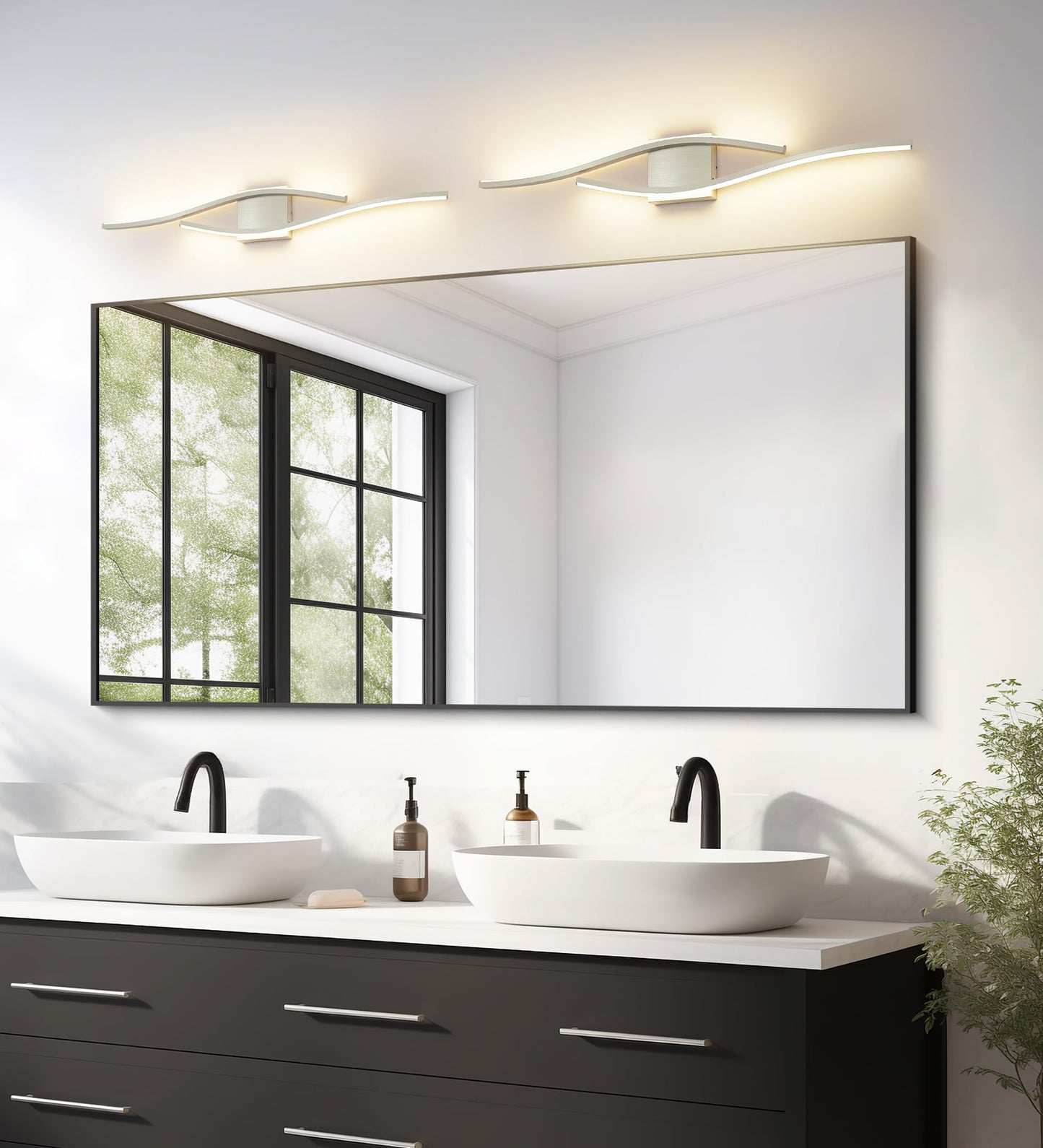 Joossnwell Bathroom Vanity Light Modern Bathroom Lighting Fixture Over Mirror Brushed Nickel 5CCT Dimmable Led Bath Vanity Light Bar 31.5 Inch
