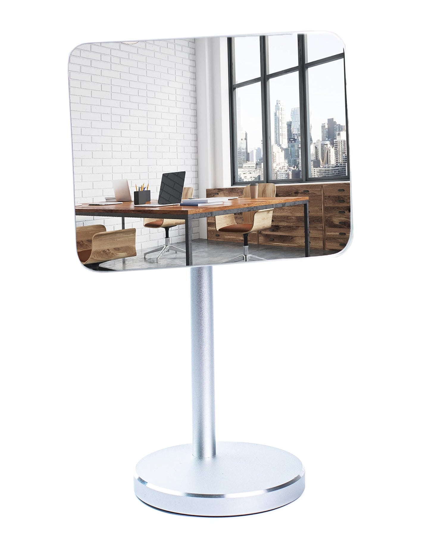 WatchYrBack Desk and Cubicle Mirror to See Behind You, Silver Stand with Detachable Wide Angle Real Glass Mirror, Small & Discrete, Beautiful Design, Perfect Curvature for an exceptionally Clear View