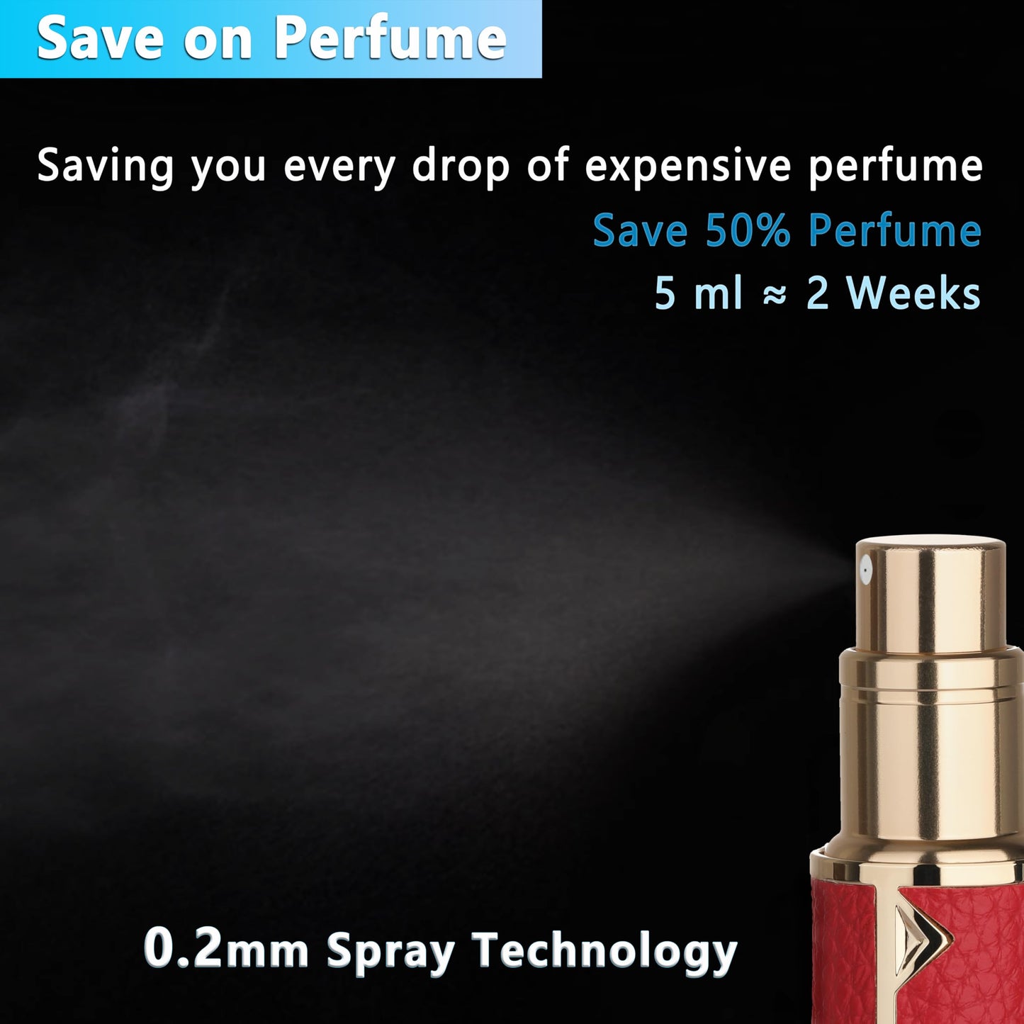 Qavhun Refillable Travel Perfume Atomizer Bottle - 5ml Luxury Pocket Perfume Dispenser Pump, Travel Perfume Atomiser, Cologne Dispenser, Portable Size Sprayer Bottle for Traveling (Red)