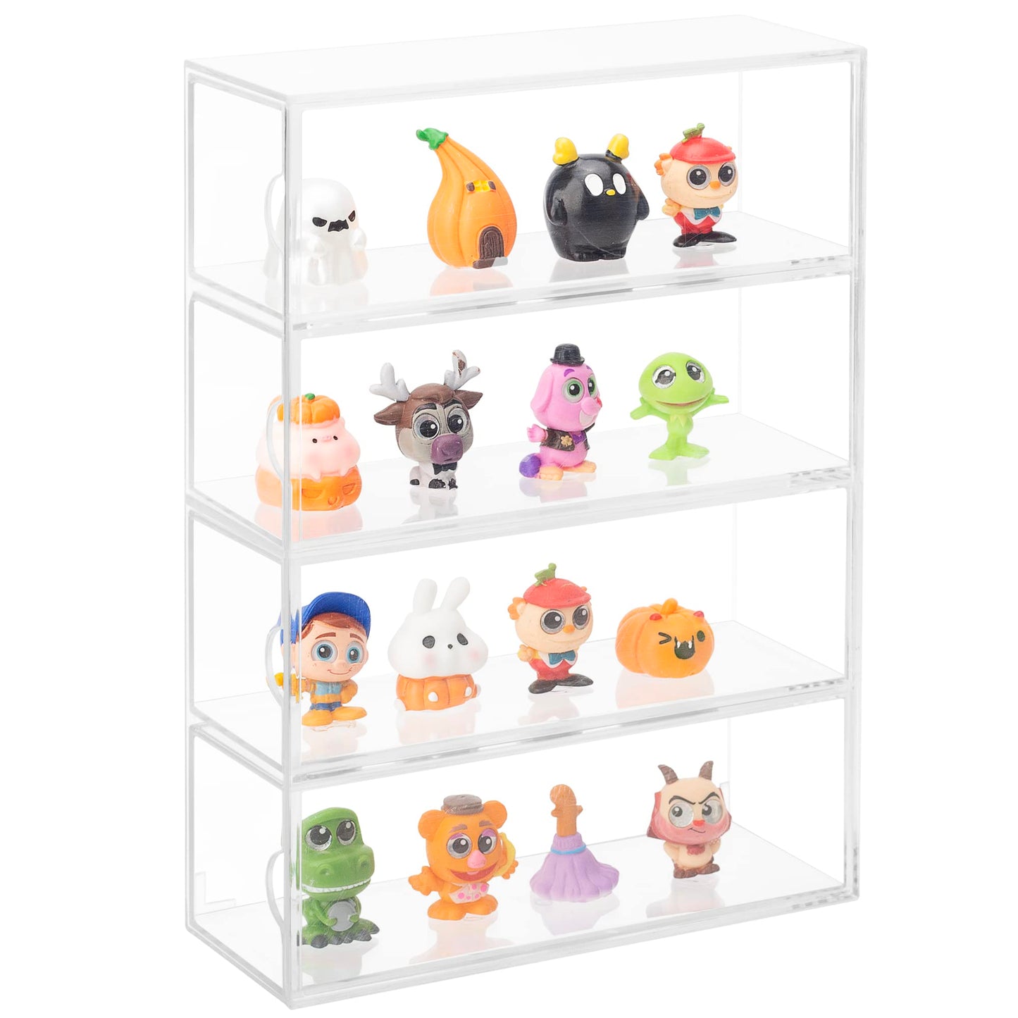 JOYMOMO Clear Display Case 4 Layer Mini Action Storage Box Cabinet Organizer for Mini Toys(Mini Toys are Not Included)