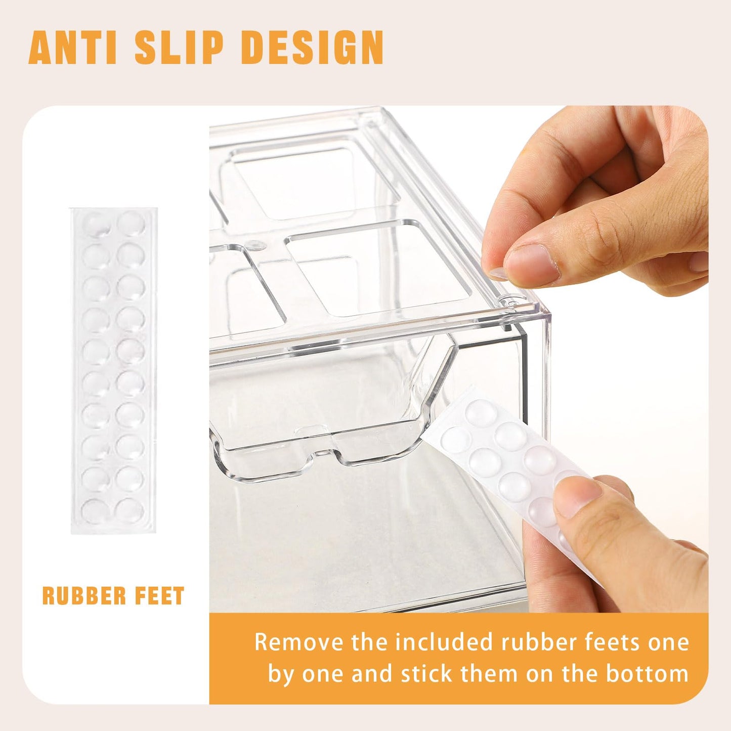 Stebopum 6 Pack Stackable Storage Drawers Clear Acrylic Organizer Makeup Bathroom Organizer and Storage Bins for Beauty Supplies,Ideal for Vanity, Bathroom,Pantry Organization