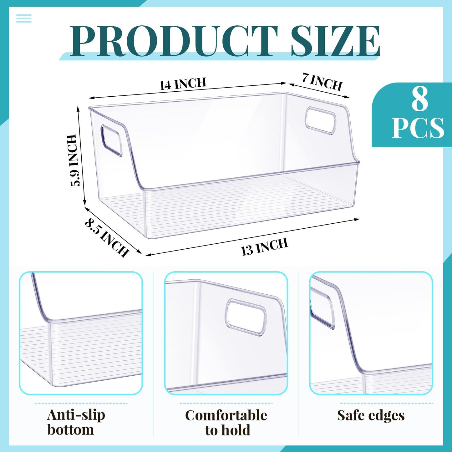 Menkxi 8 Pcs Clear Large Storage Book Display Case 13 x 8.5 x 5.9 Inch Book Organizer Stackable Bookcase Display Storage Containers with Handle Office Bookshelf Organizer Rack for CDs Magazine