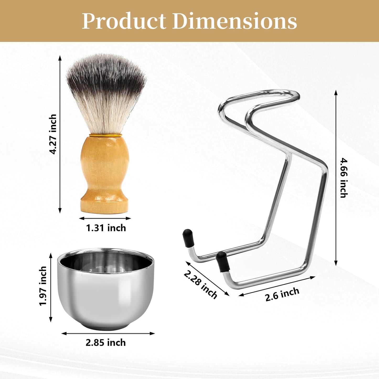 Shave Brush and Bowl, Premium Badger Hair Shaving Brush Set with Stainless Steel Shaving Bowl, Exfoliating Shaving Cream Brush for Men’s Wet Shave