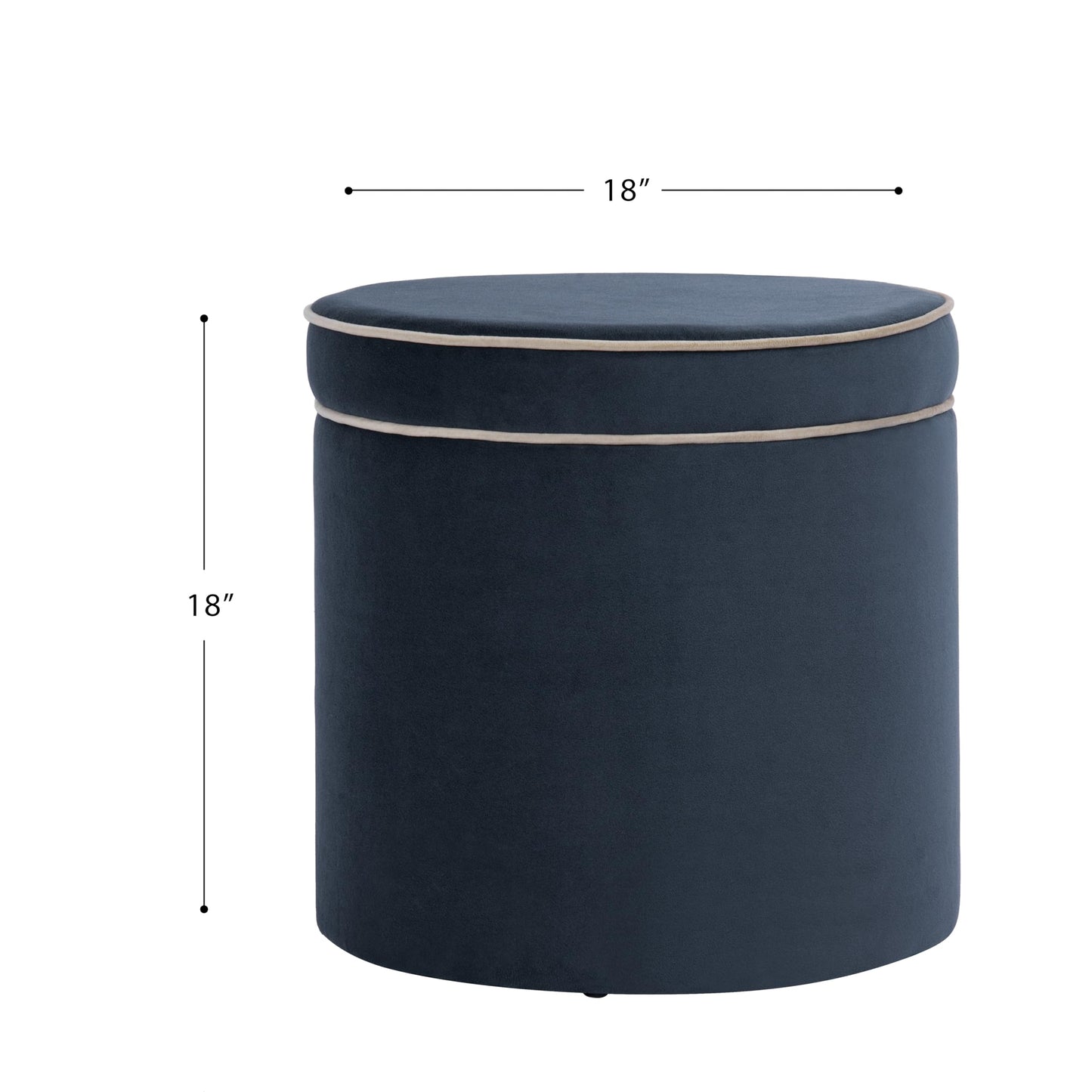 Spatial Order 18" Velvet Storage Ottoman with Lift-Off Lid - Blue Velvet