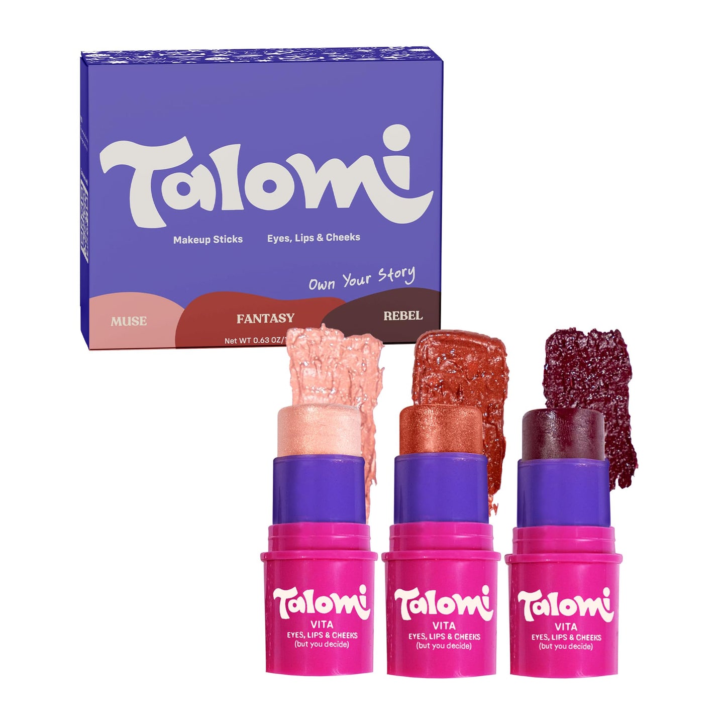 TALOMI Non Toxic Makeup Stick For Girls |Kids Clean Makeup for Eyes, Lips and Cheeks |Won't Clog Pores|Made in USA