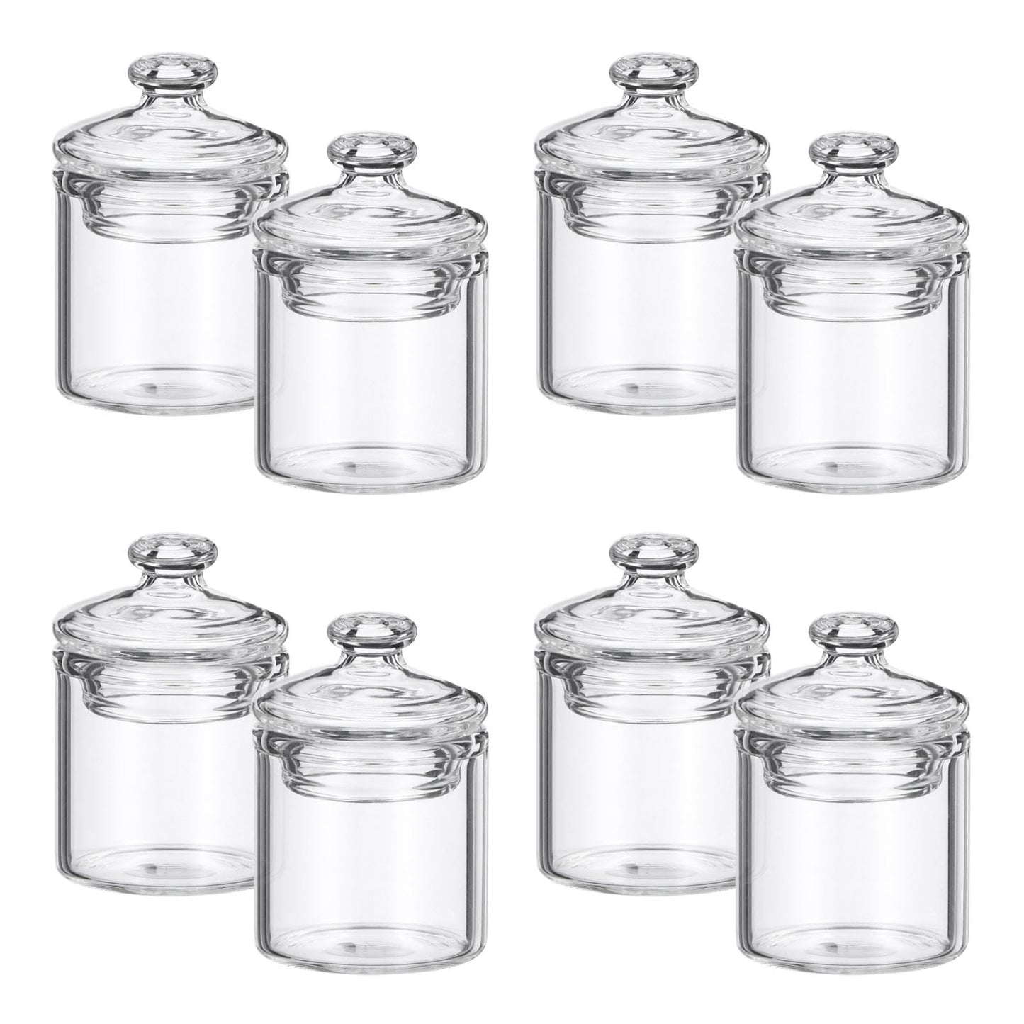 1:12 Scale Miniature Glass Jars with Lids - 8pcs Transparent Dollhouse Bottles Storage Jars Mini Glass Canister for Dollhouse Miniature Food, Terrarium Decor & Photo Props